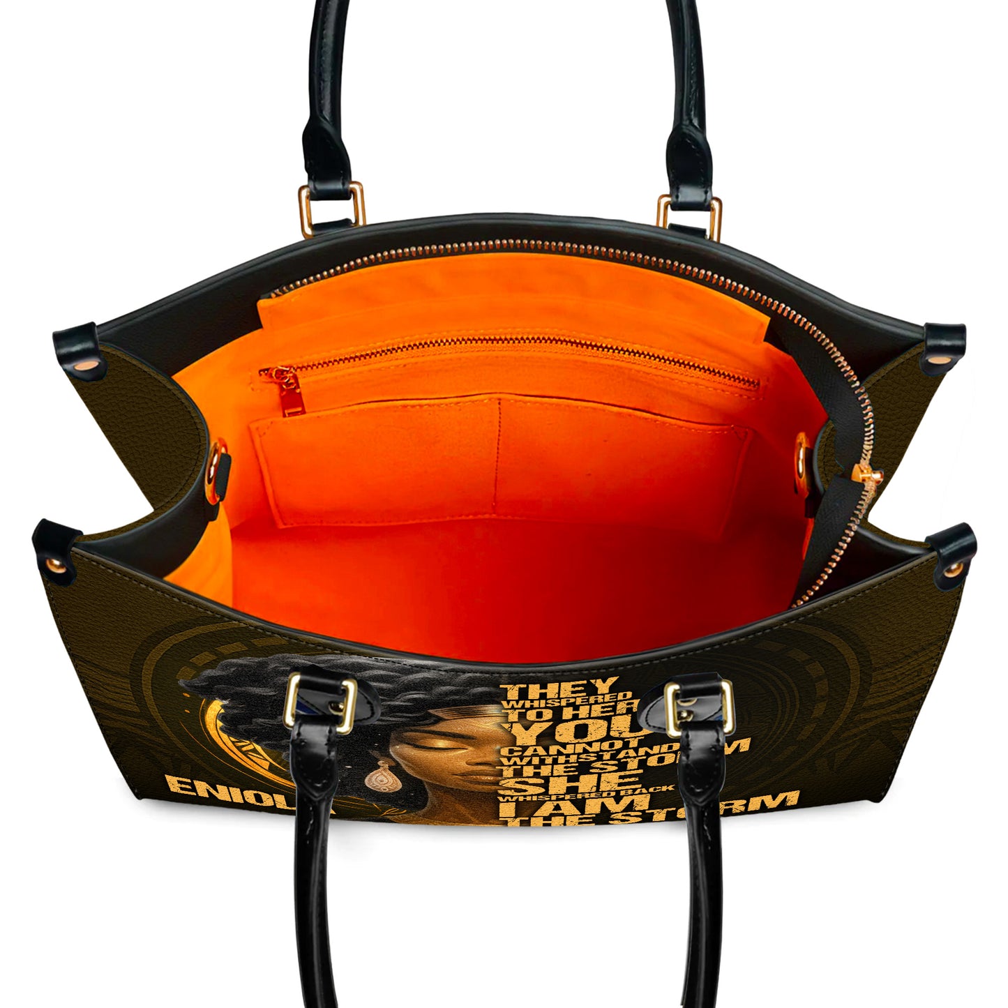 I Am The Storm Warrior Queen Personalized Leather Handbag Empowering African American Women