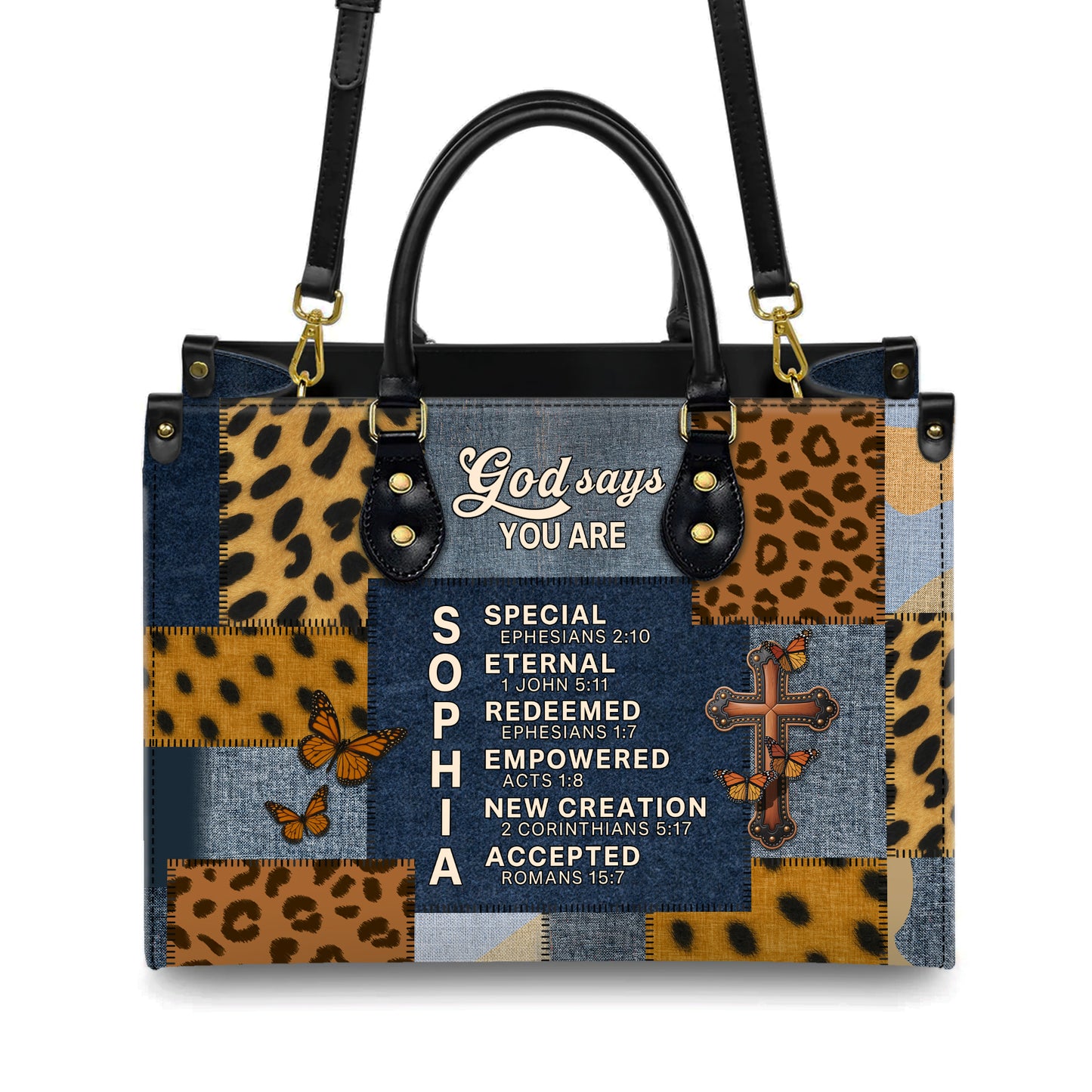 God Says You Are Special Eternal Redeemed Empowered New Creation Accepted Personalized Leather Handbag