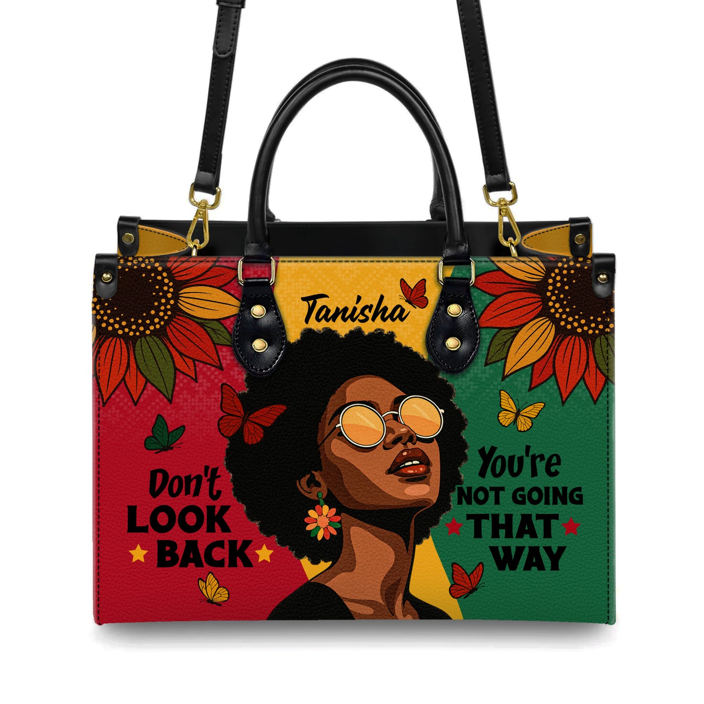 Don't Look Back You're Not Going That Way Personalized Leather Handbag