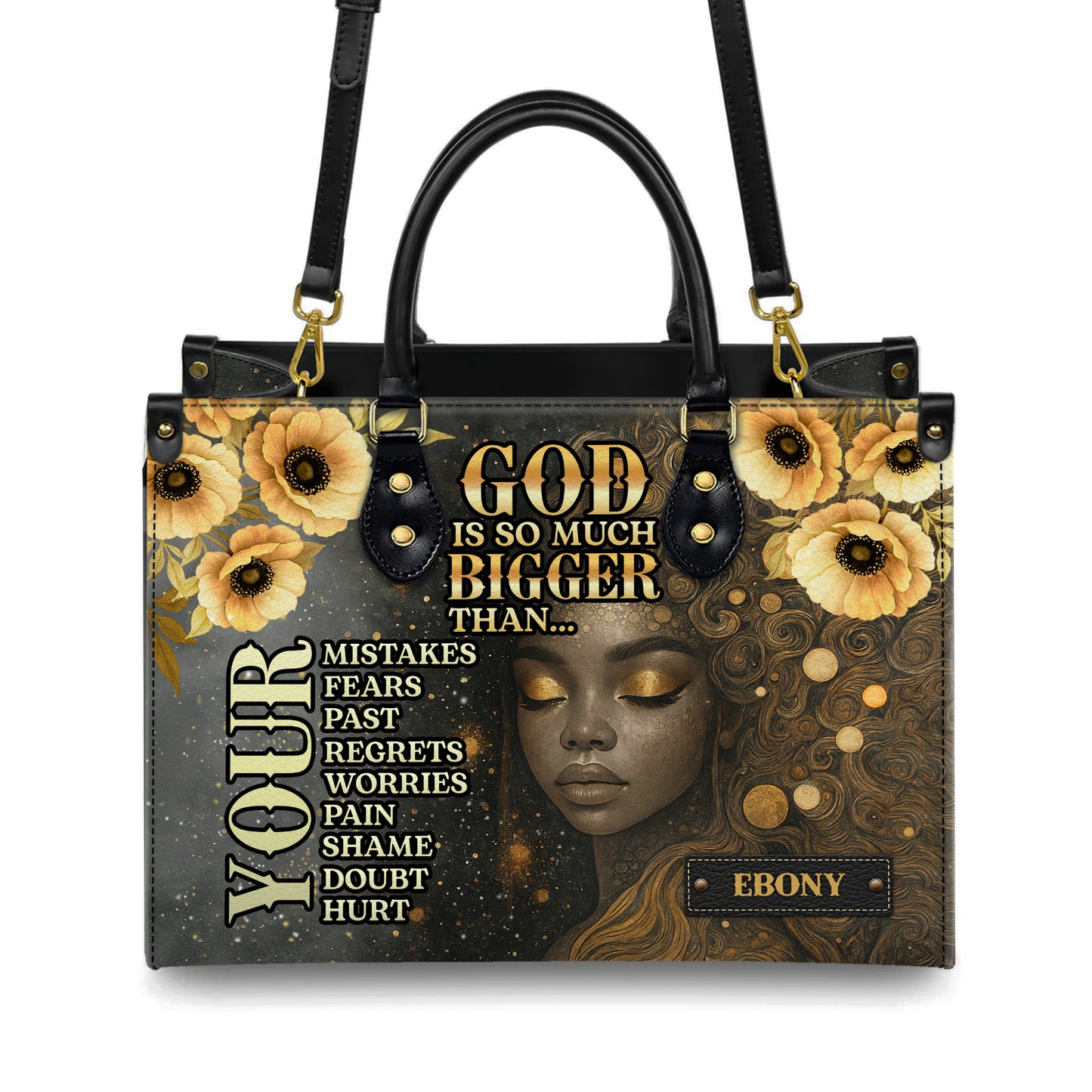 God Is So Much Bigger Than Your Fears Faith Over Everything Personalized Leather Handbag