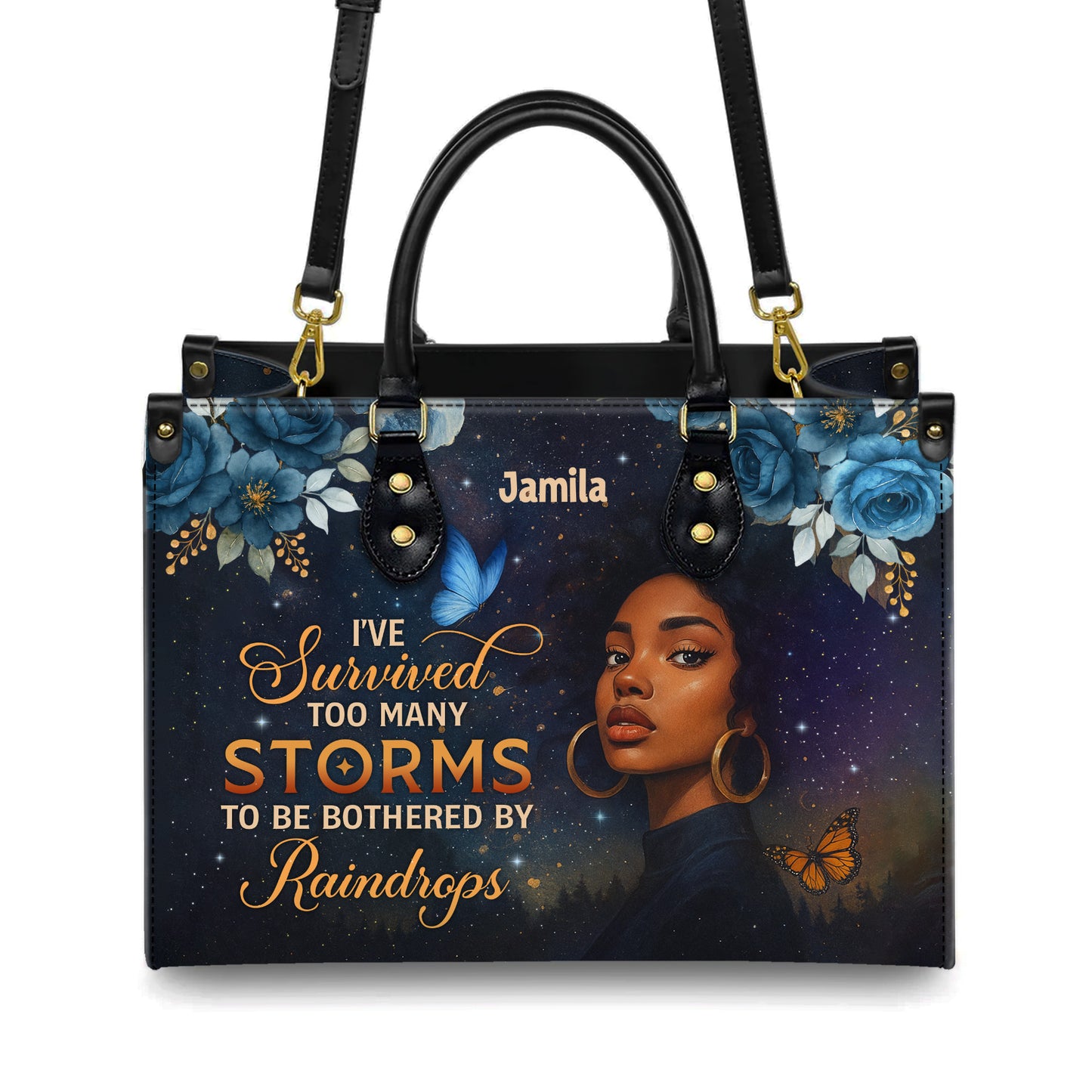 I've Survived Too Many Storms Resilient Warrior Personalized Leather Handbag Empowering Women