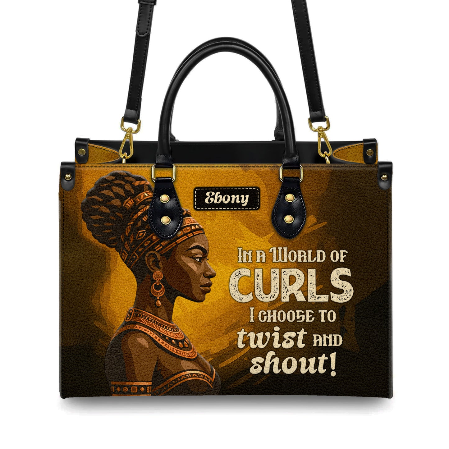 In A World Of Curls I Choose To Twist And Shout Personalized Leather Handbag