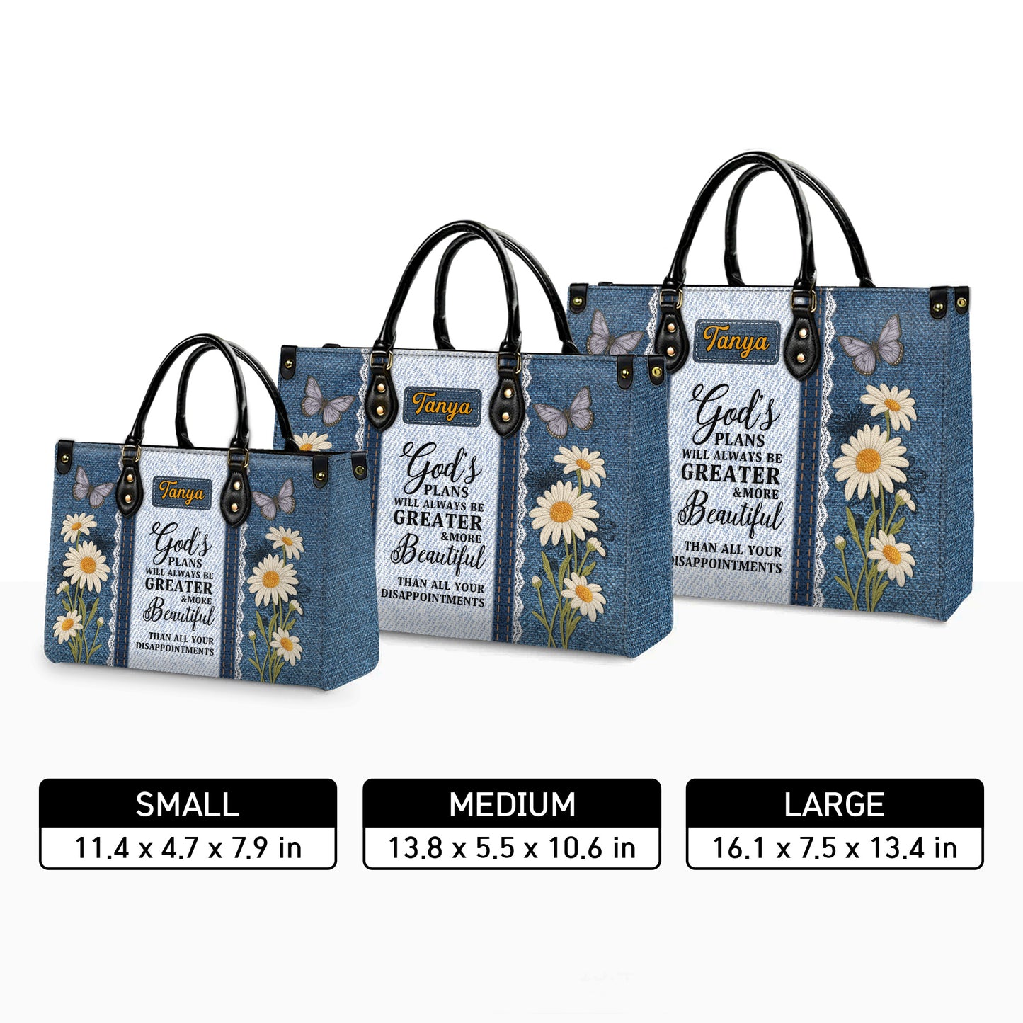 God's Plans Will Always Be Greater Than Your Disappointments Personalized Leather Handbag