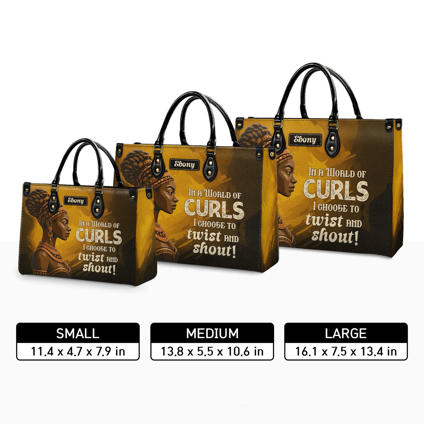 In A World Of Curls I Choose To Twist And Shout Personalized Leather Handbag