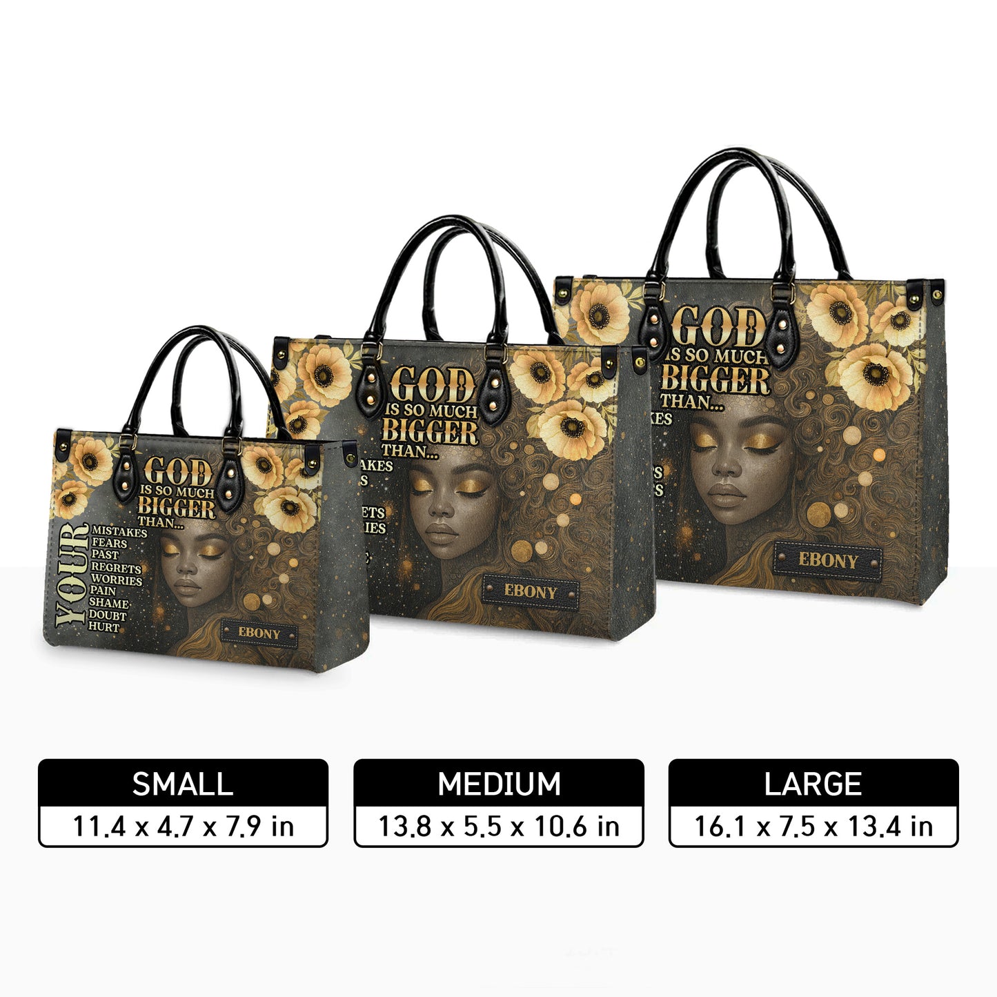 God Is So Much Bigger Than Your Fears Faith Over Everything Personalized Leather Handbag