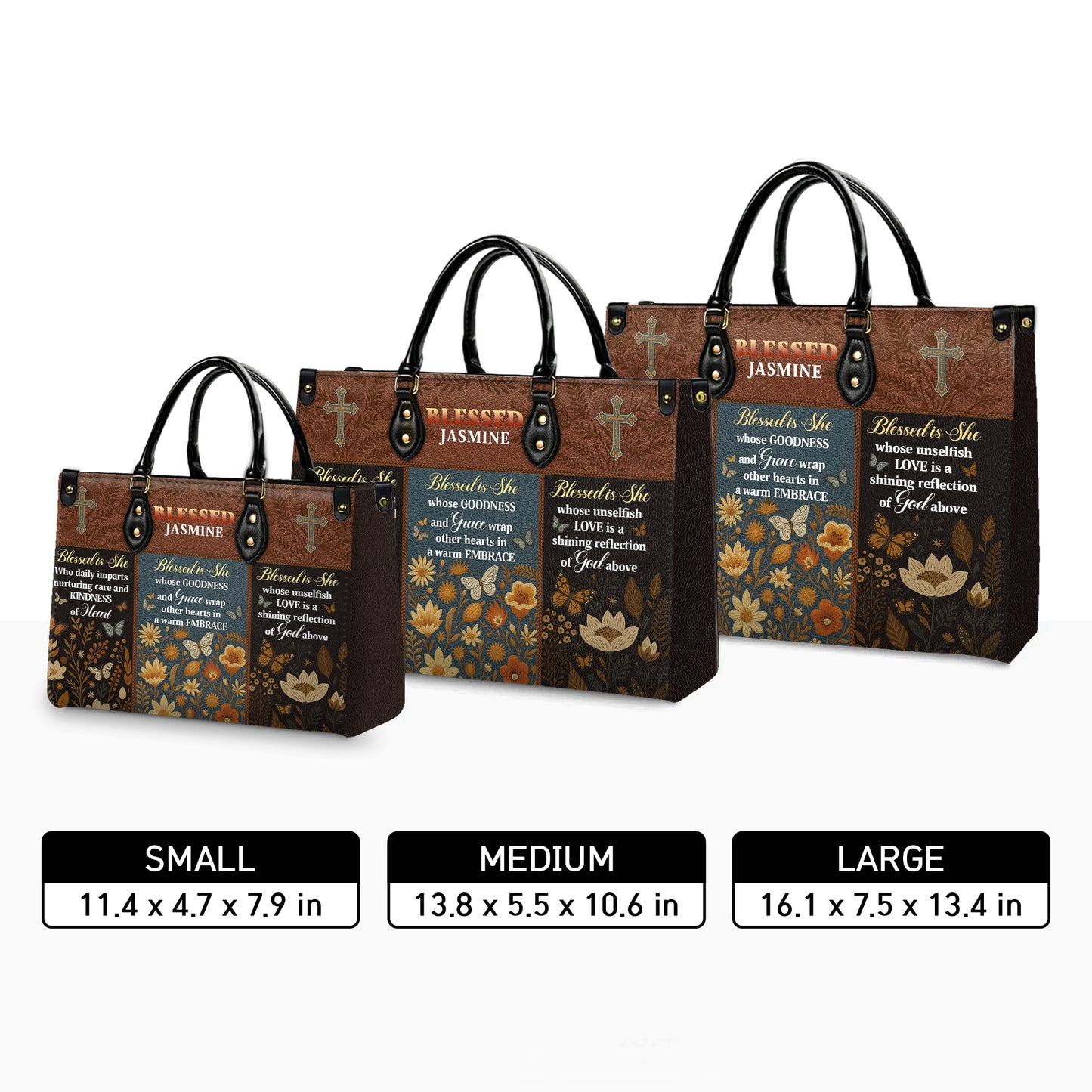 Blessed Is She Kindness Grace Love Personalized Leather Handbag