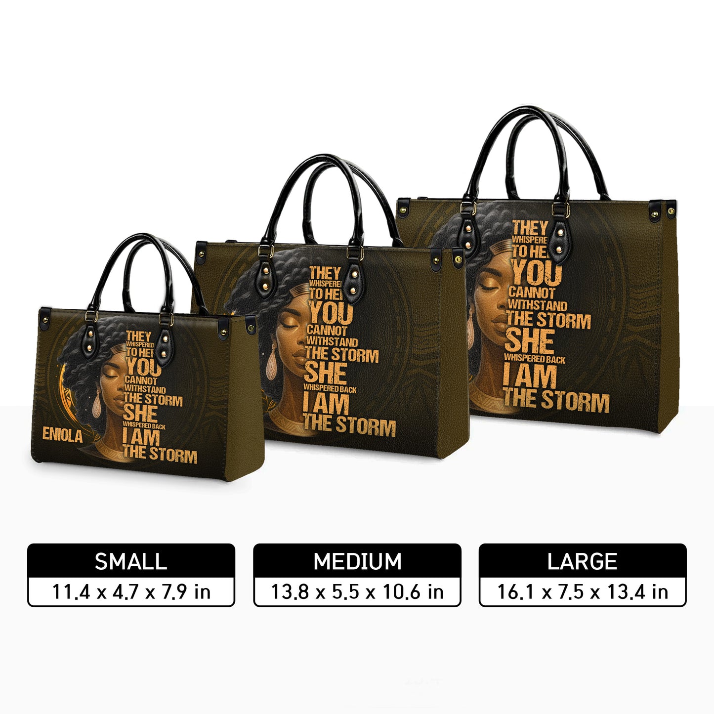 I Am The Storm Warrior Queen Personalized Leather Handbag Empowering African American Women