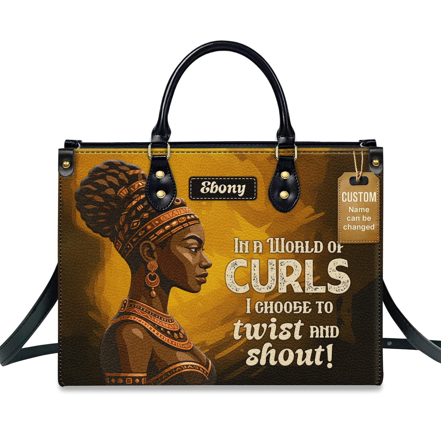 In A World Of Curls I Choose To Twist And Shout Personalized Leather Handbag