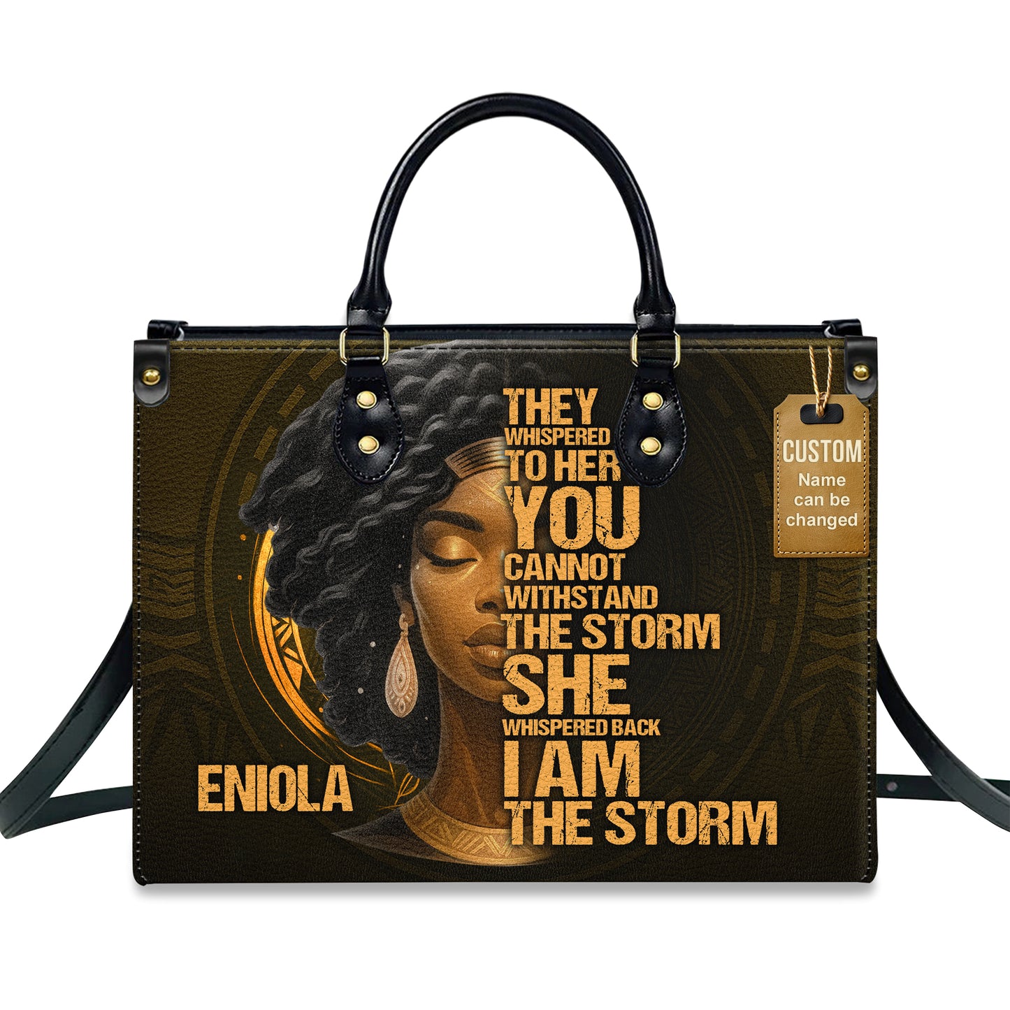 I Am The Storm Warrior Queen Personalized Leather Handbag Empowering African American Women