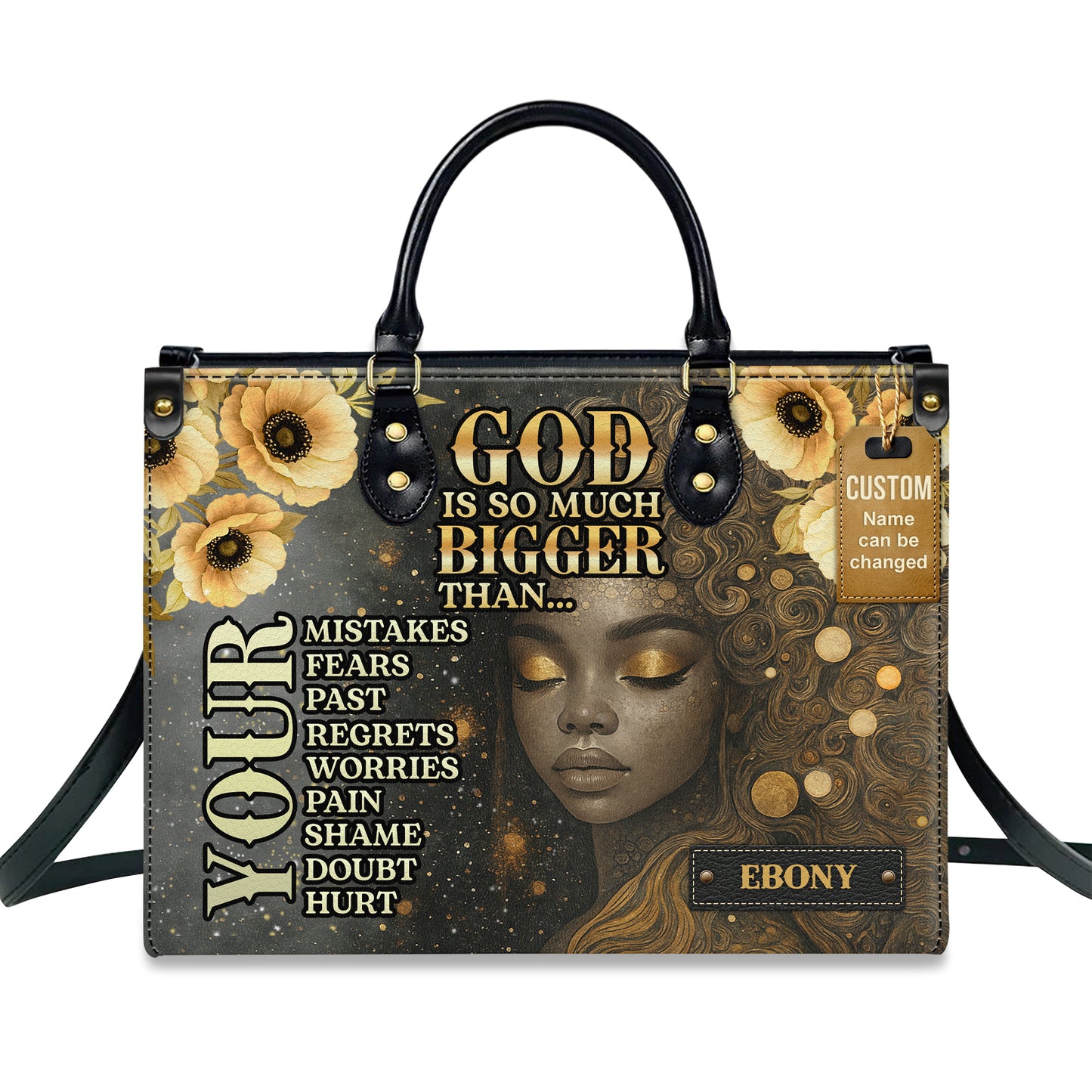 God Is So Much Bigger Than Your Fears Faith Over Everything Personalized Leather Handbag
