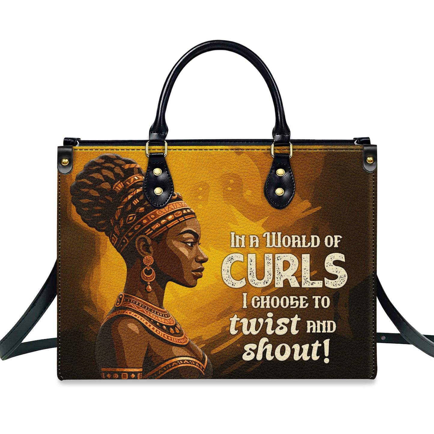 In A World Of Curls I Choose To Twist And Shout Personalized Leather Handbag
