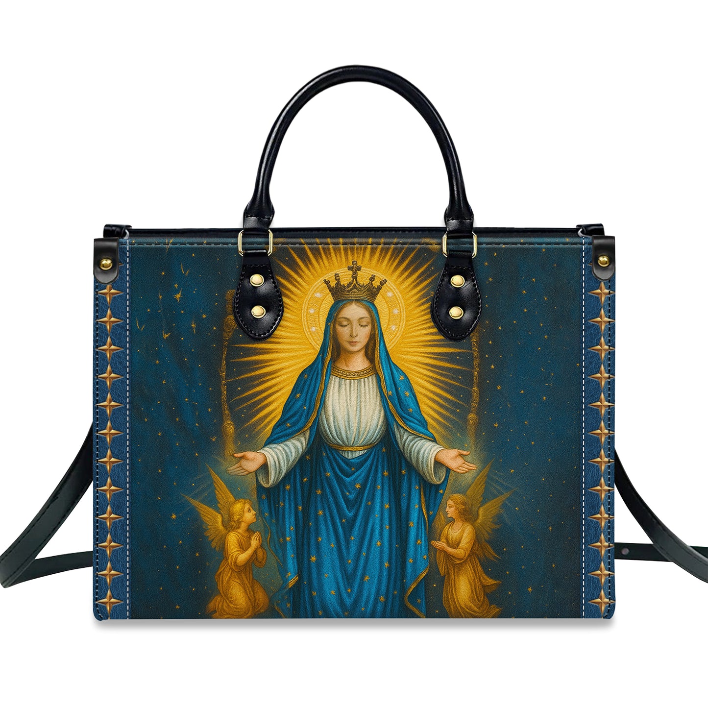 Miraculous Medal Blessed Virgin Mary Immaculate Conception Personalized Leather Handbag