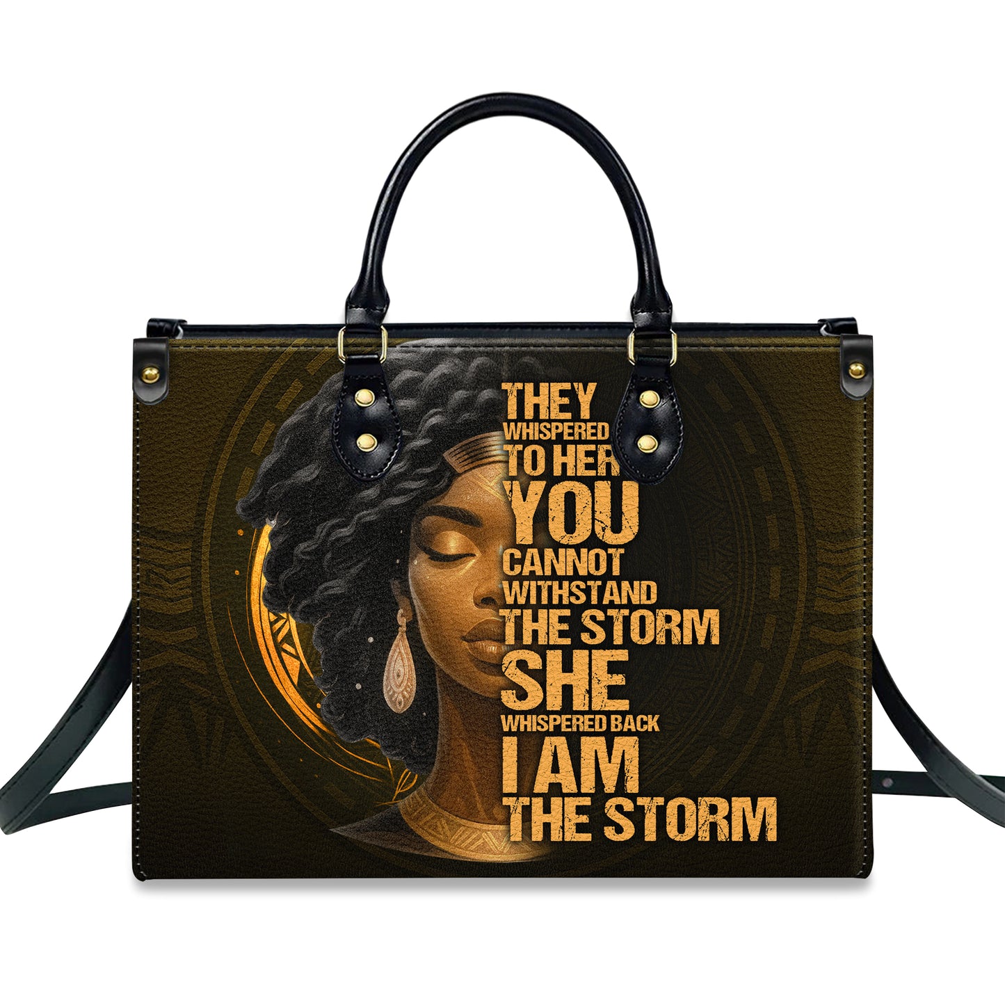 I Am The Storm Warrior Queen Personalized Leather Handbag Empowering African American Women