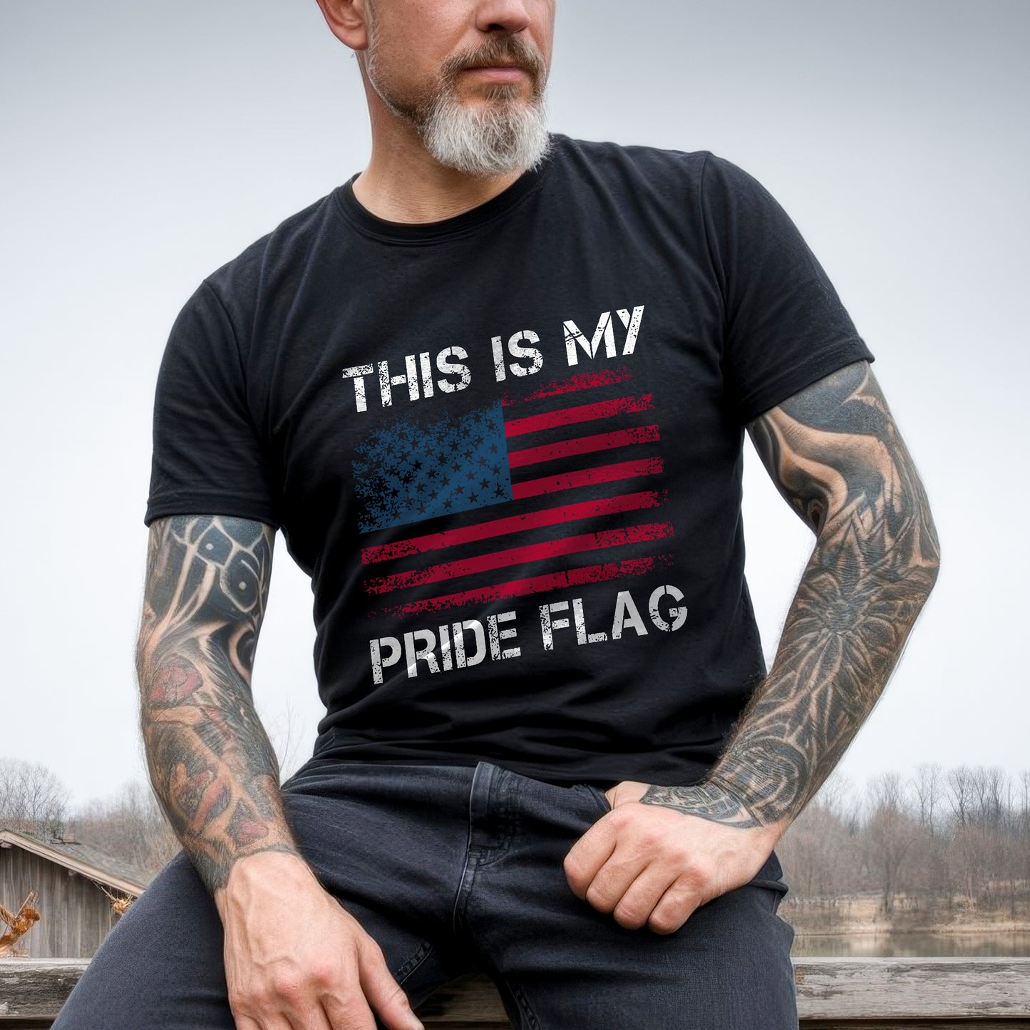 This Is My Pride Flag Distressed American Flag T-Shirt