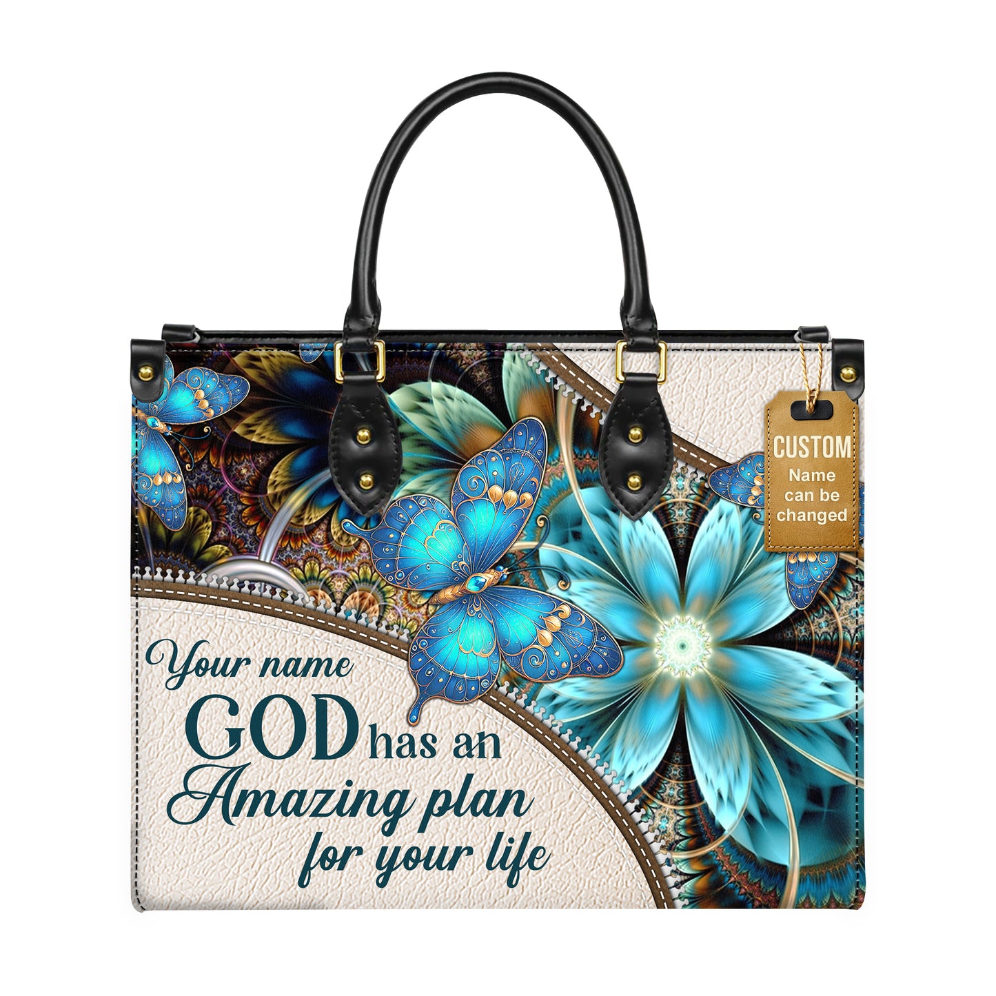 God Has An Amazing Plan For Your Life Personalized Faith Butterfly Leather Handbag Christian Women