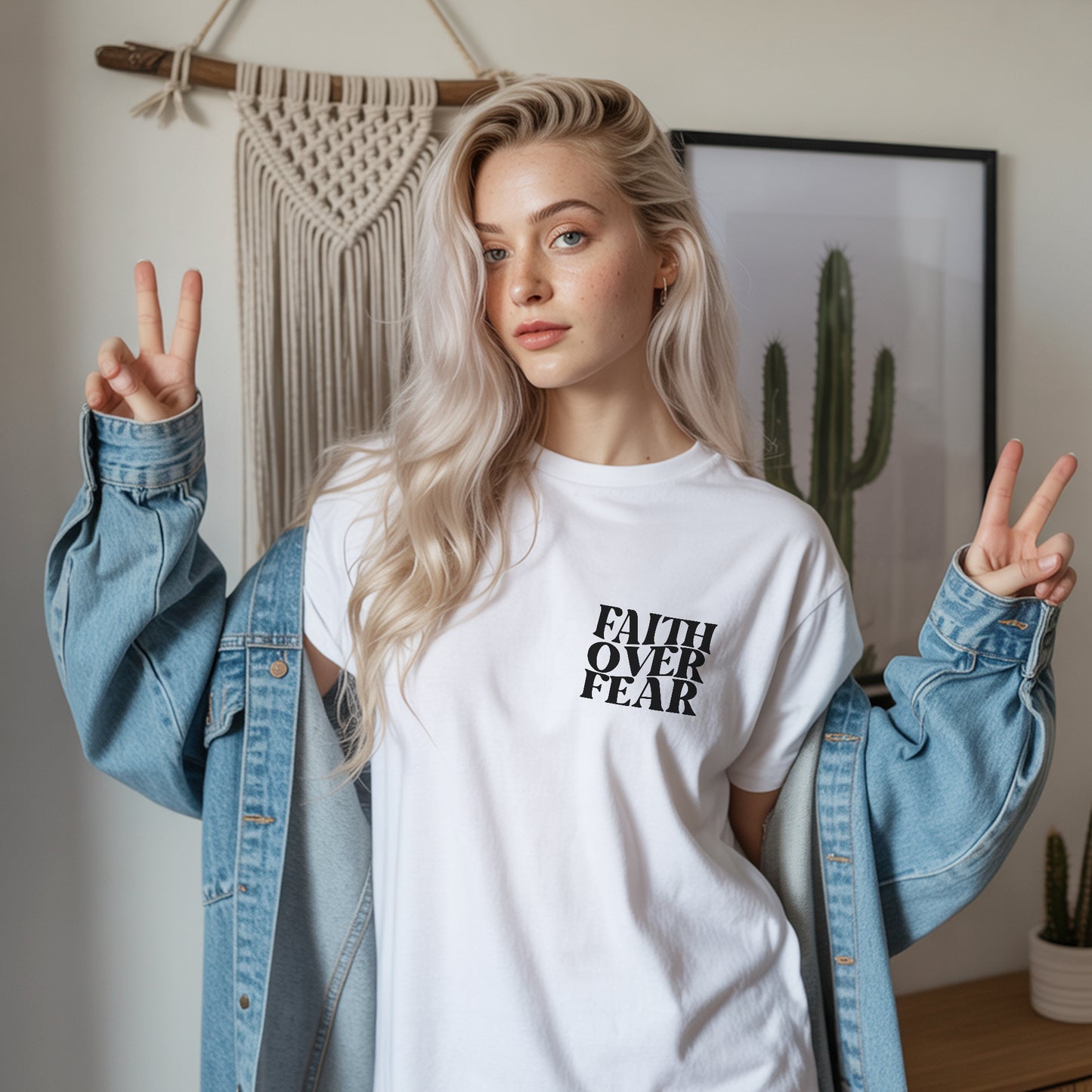 Faith Over Fear Christian T-Shirt Two Sides with Psalms 118:6 | Faith Guided Life Apparel