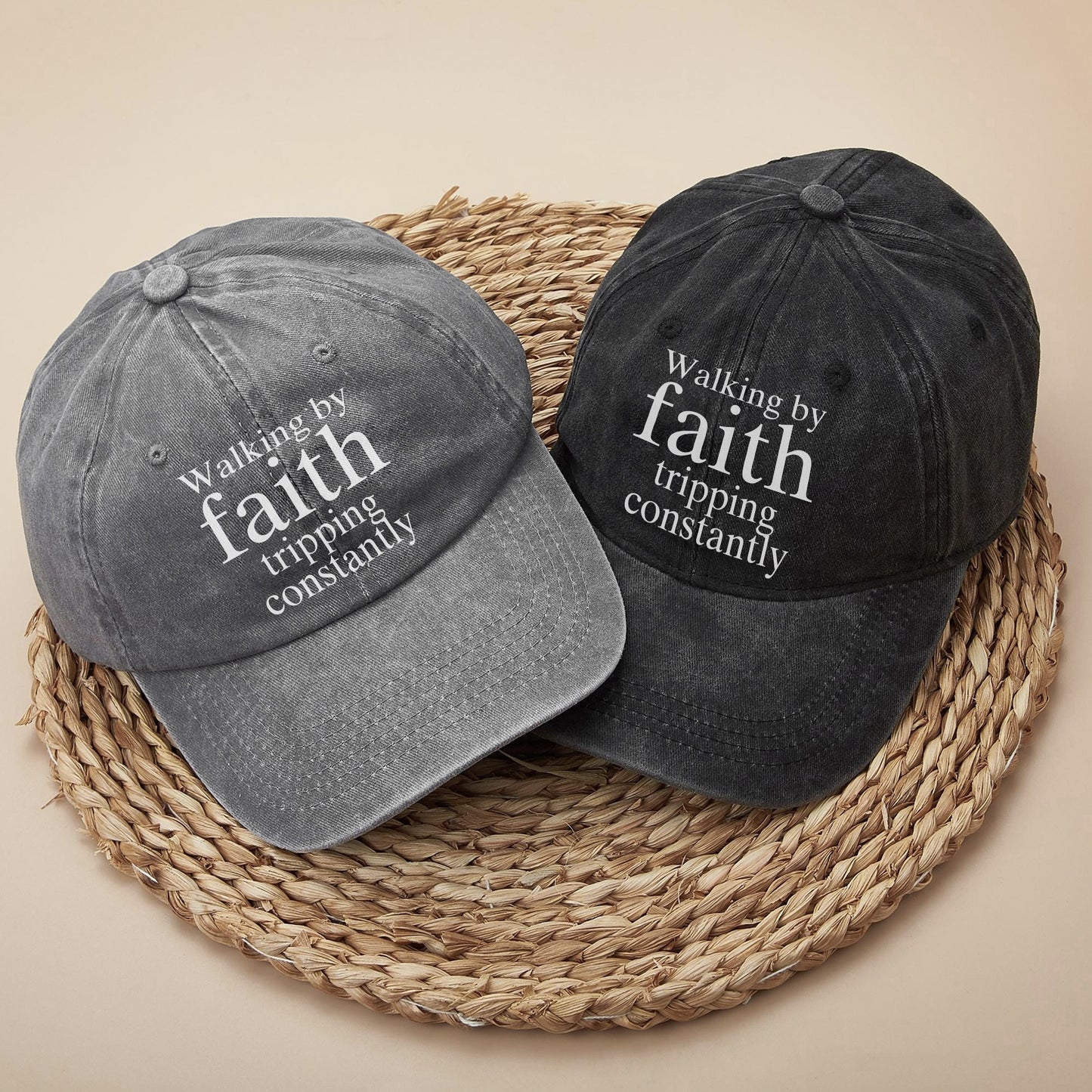 Walking by Faith Tripping Constantly Baseball Cap - Funny Christian Faith Hat