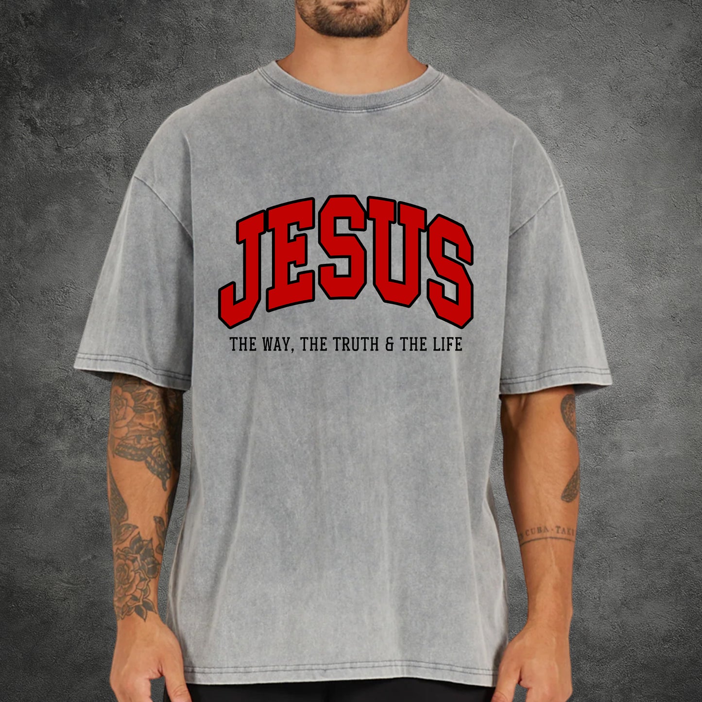 Jesus The Way The Truth & The Life Unisex Vintage Washed T-Shirt - Christian Faith Declaration