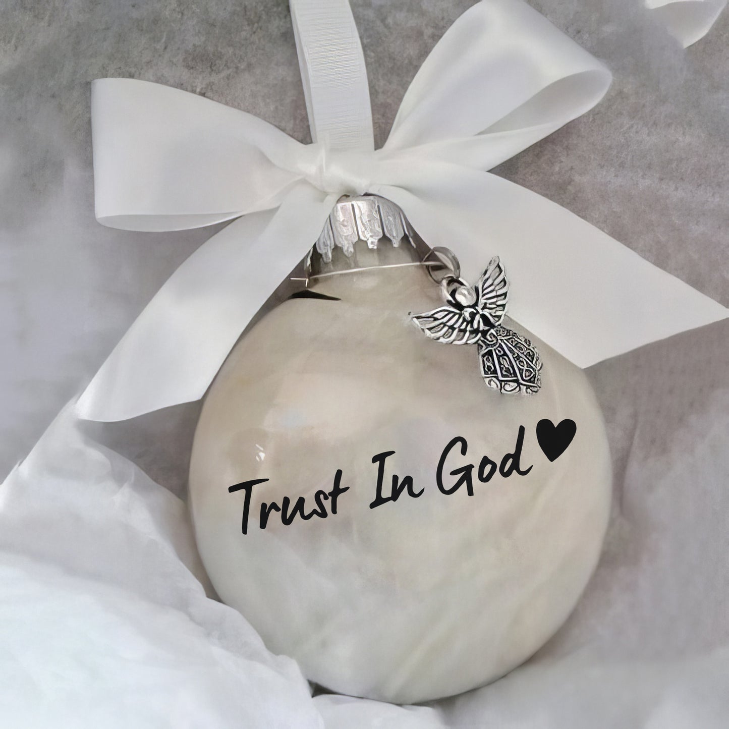 "Trust In God" Angel Charm Christmas Ornament