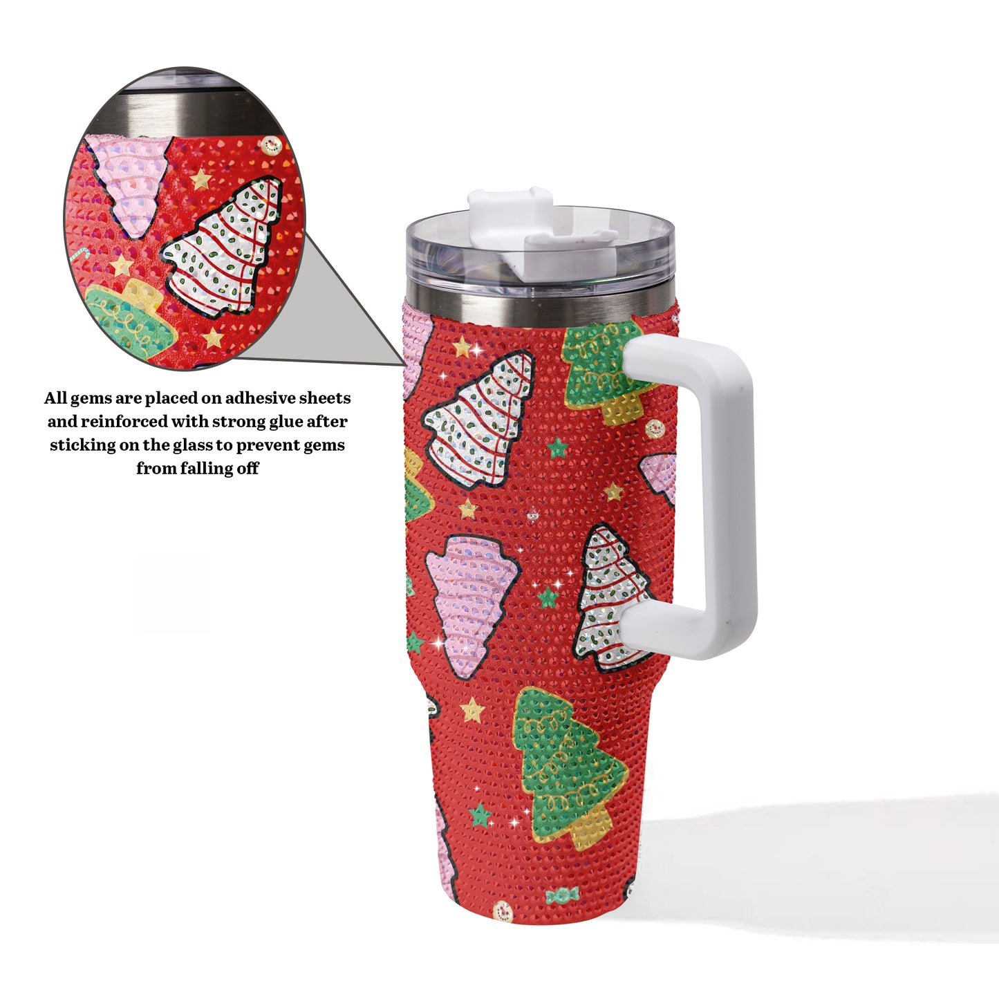Christmas Trees Winter Hats Bling Diamond Tumbler 40oz - Sparkling Holiday Cozy Rhinestone Cup