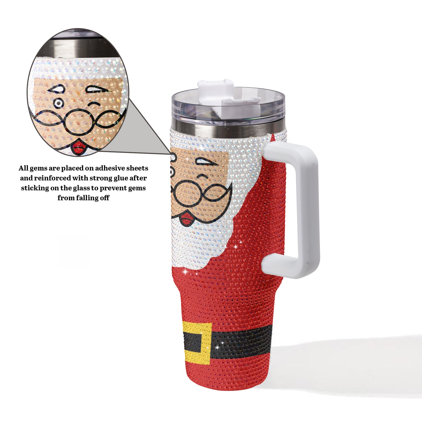 Santa Body Bling Diamond Tumbler 40oz - Sparkling Christmas Jolly Rhinestone Cup