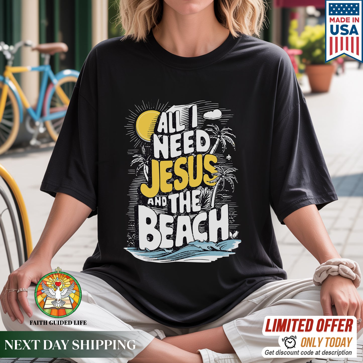 All I Need Jesus And The Beach T-Shirt - Christian Beach Life Declaration