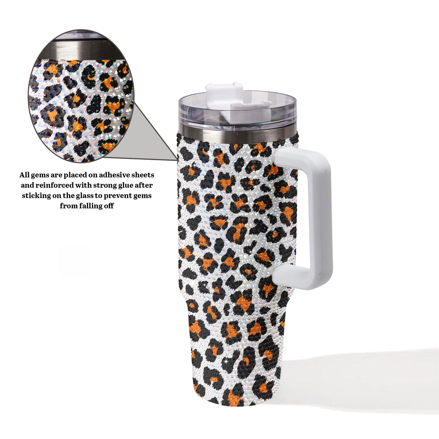 Black Cat Halloween Bling Diamond Tumbler 40oz - Sparkling Spooky Rhinestone Cup