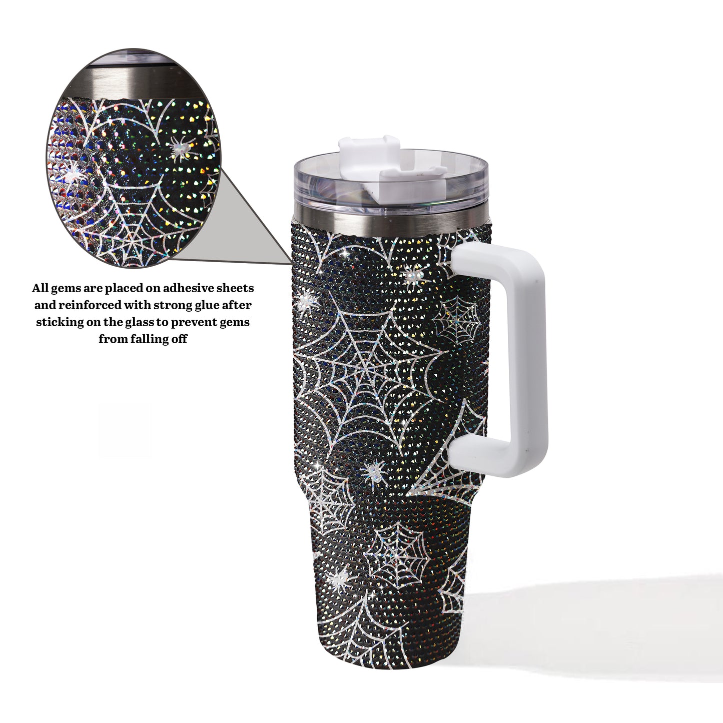 Spider Halloween Diamond Tumbler 40oz - Sparkling Spooky Rhinestone Cup