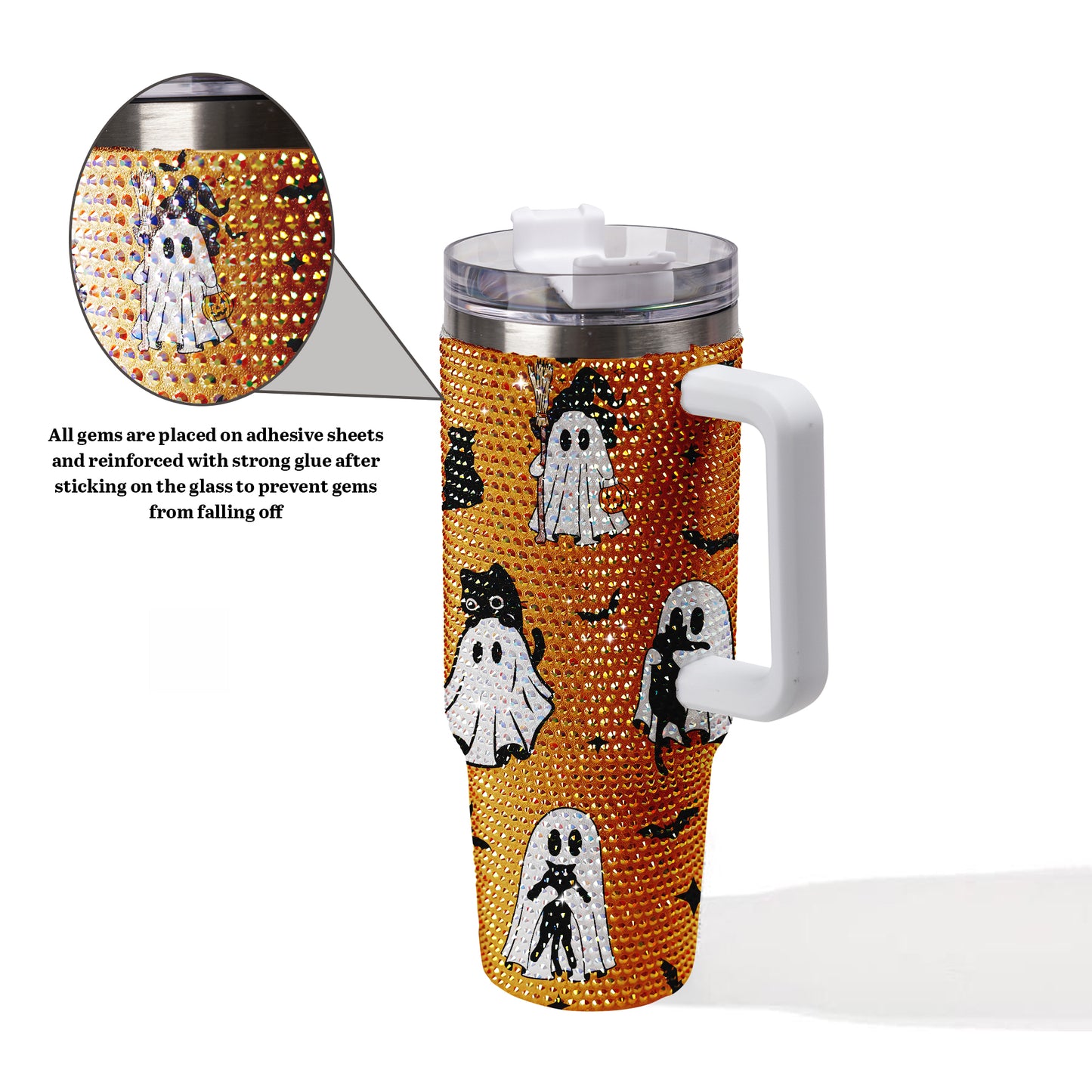 Witch Halloween Bling Diamond Tumbler 40oz - Sparkling Spooky Rhinestone Cup