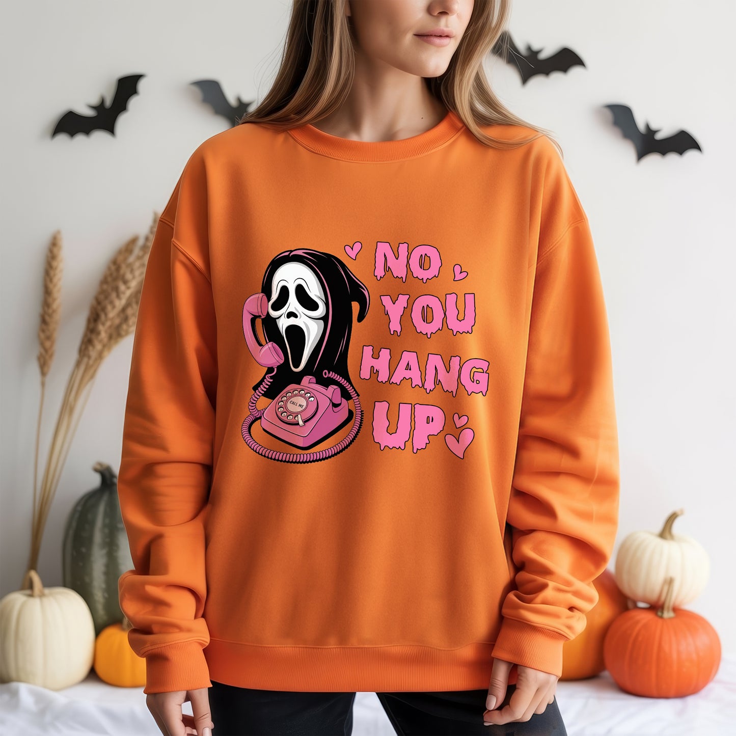 No You Hang Up Ghostface Pink Phone Halloween T-Shirt Scream Movie Horror Romance Tee