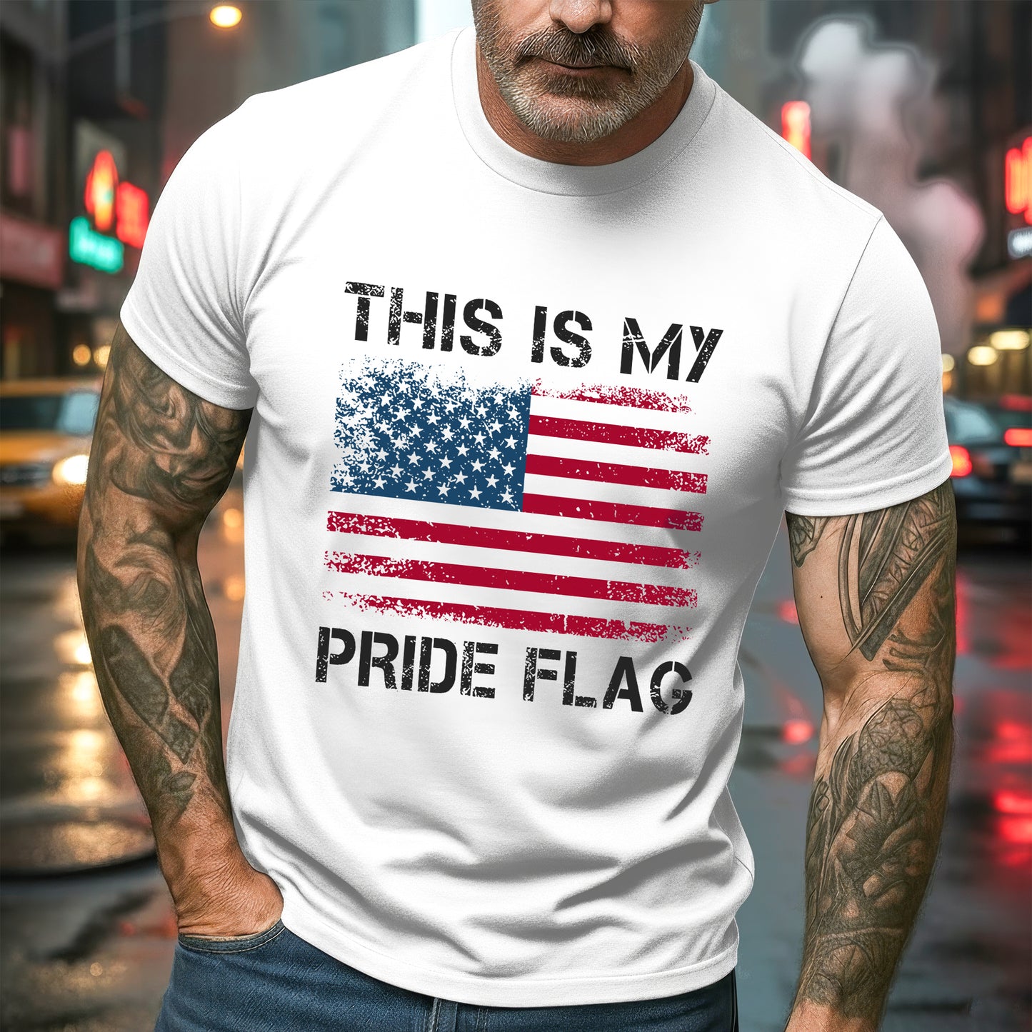 This Is My Pride Flag Distressed American Flag T-Shirt