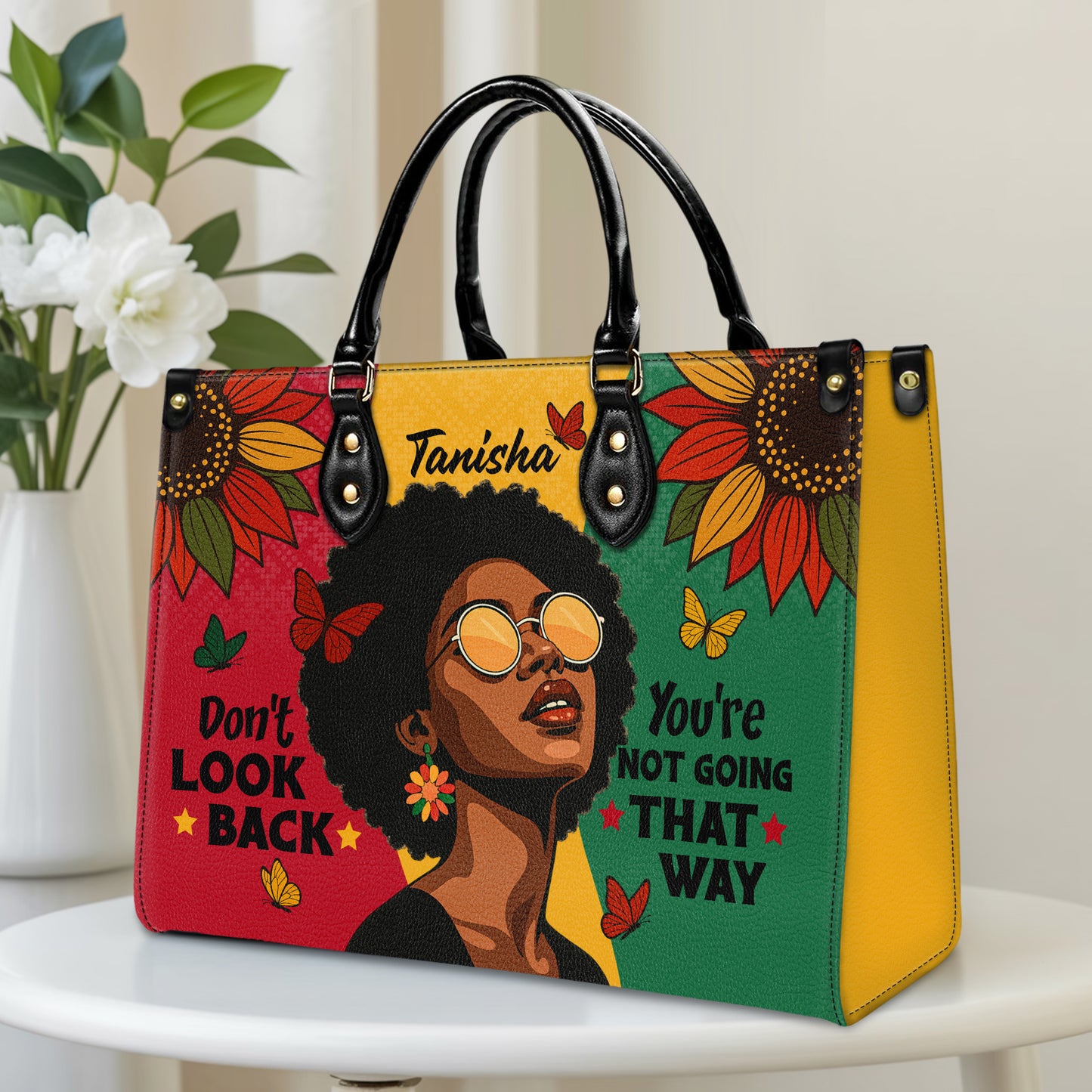 Don't Look Back You're Not Going That Way Personalized Leather Handbag