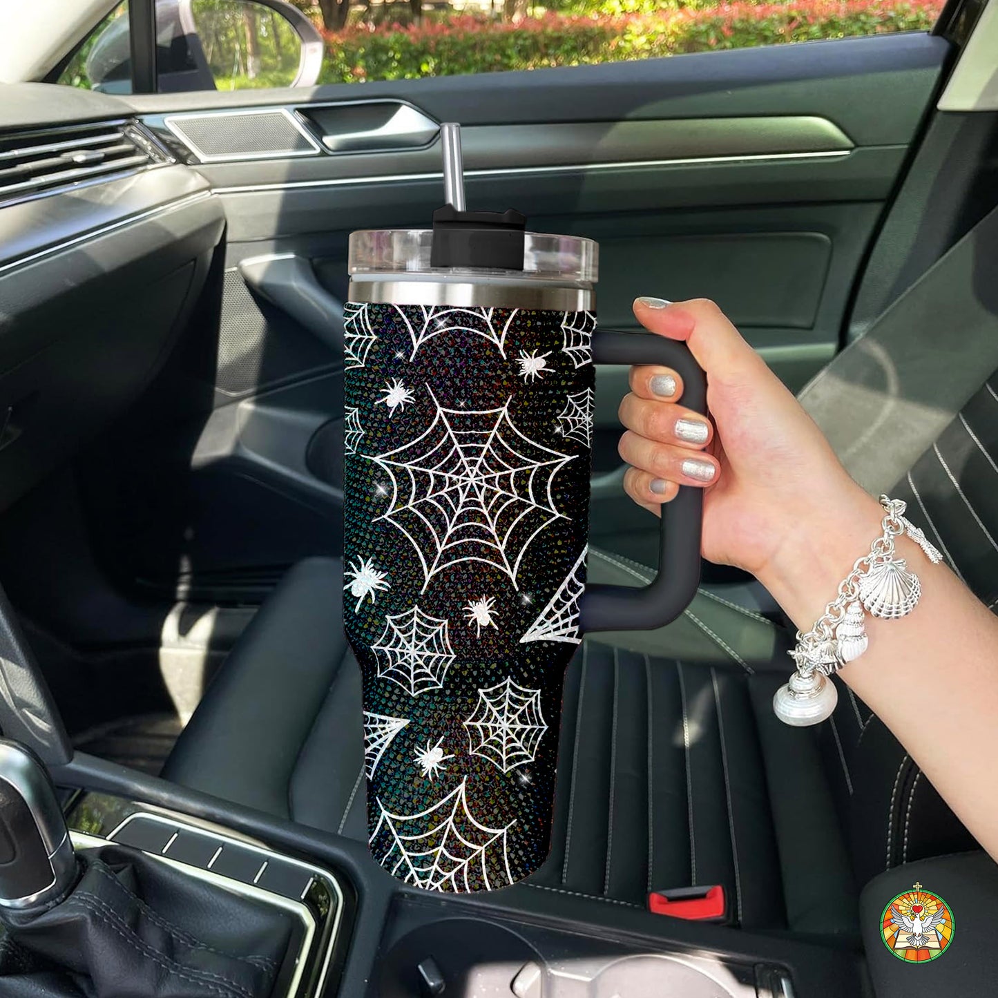Spider Halloween Diamond Tumbler 40oz - Sparkling Spooky Rhinestone Cup