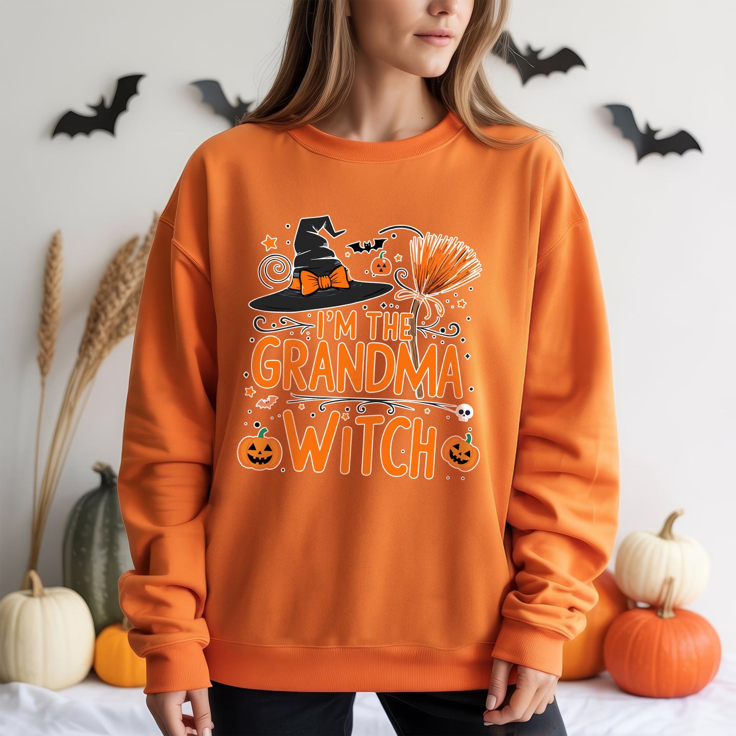 I'm The Grandma Witch Halloween T-Shirt Funny Grandmother Pumpkin Spooky Season Tee