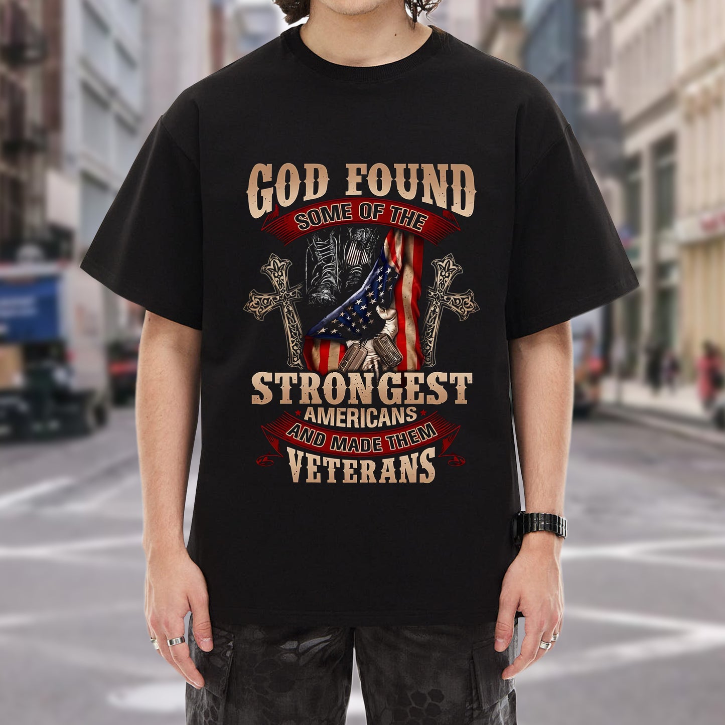 God Found Some of the Strongest Americans Veteran T-Shirt
