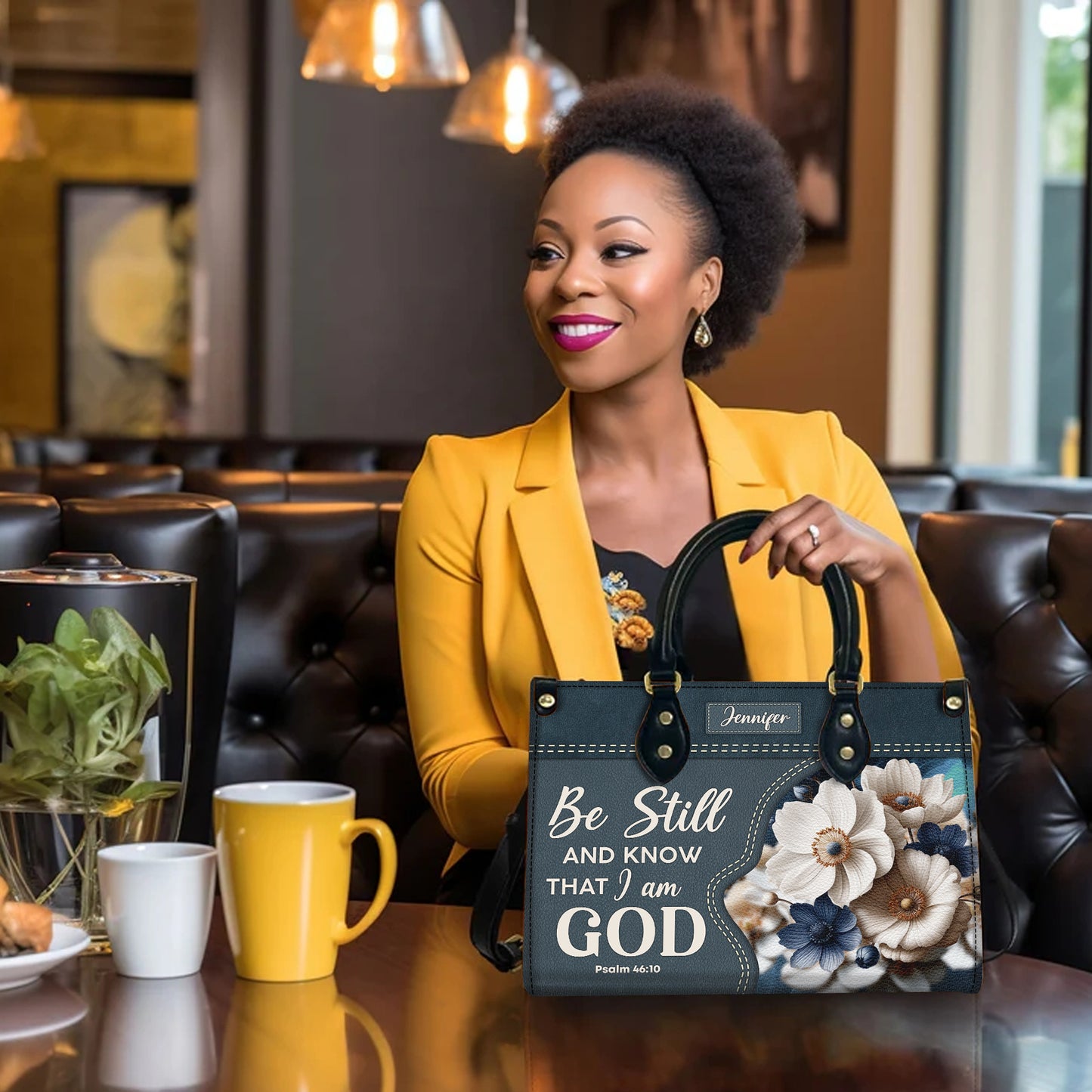 Be Still And Know That I Am God Psalm 46:10 Personalized Faith Leather Handbag Christian Women