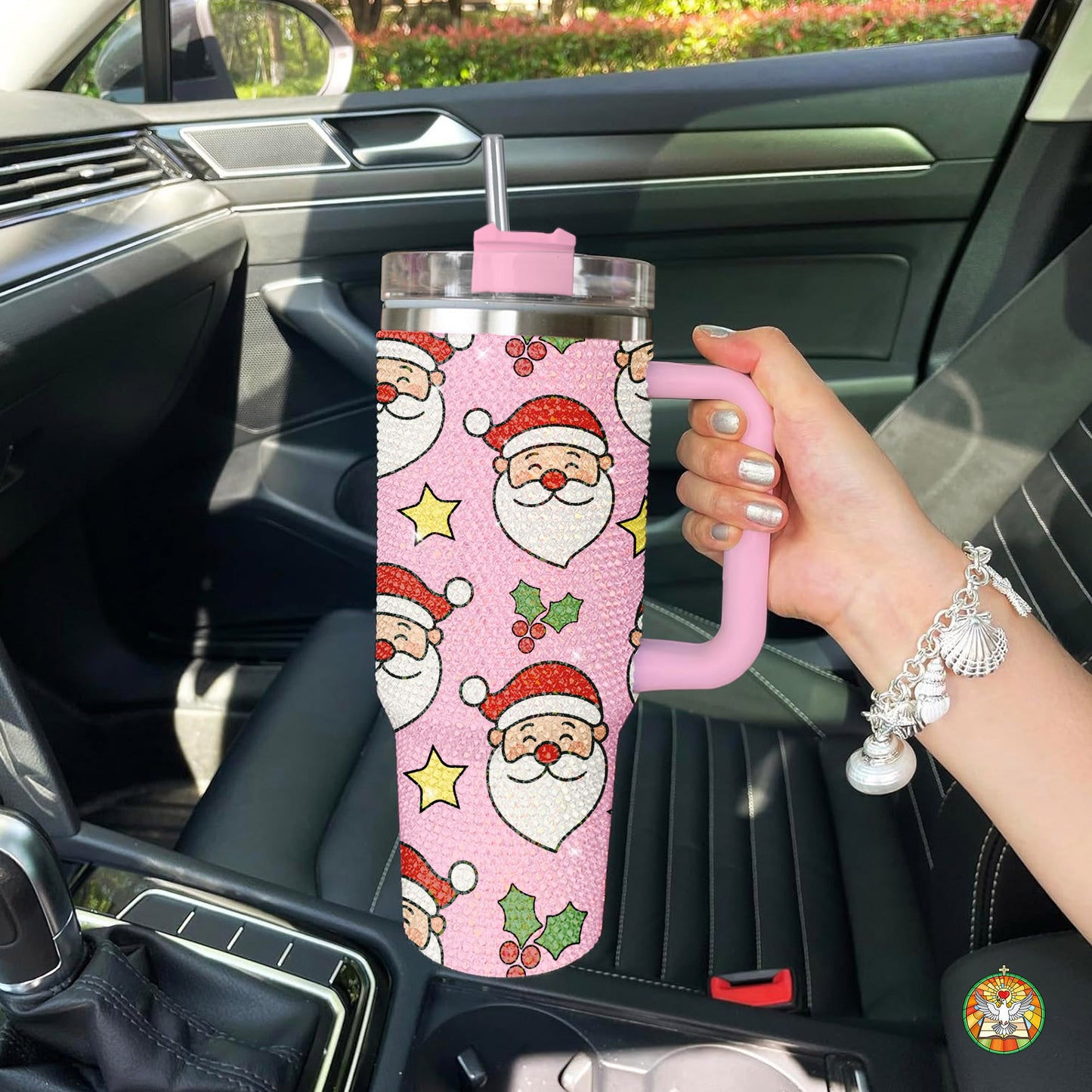 Santa Christmas Bling Diamond Tumbler 40oz - Sparkling Holiday Rhinestone Cup