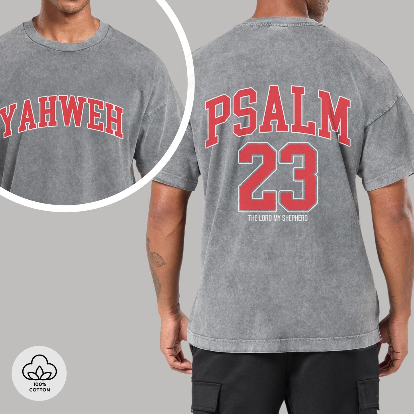 Yahweh Psalm 23 Two Sides Unisex Vintage Washed T-Shirt - The Lord My Shepherd Declaration
