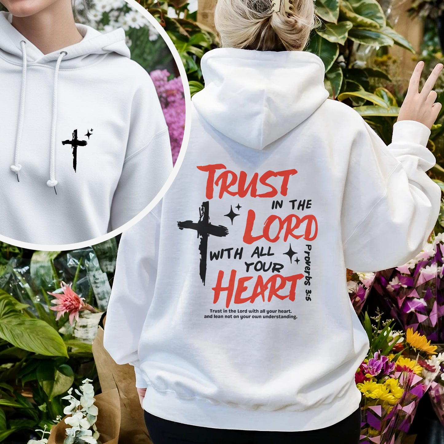 Trust In The Lord With All Your Heart Proverbs 3:5 Christian T-Shirt Two Sides Biblical Faith Tee