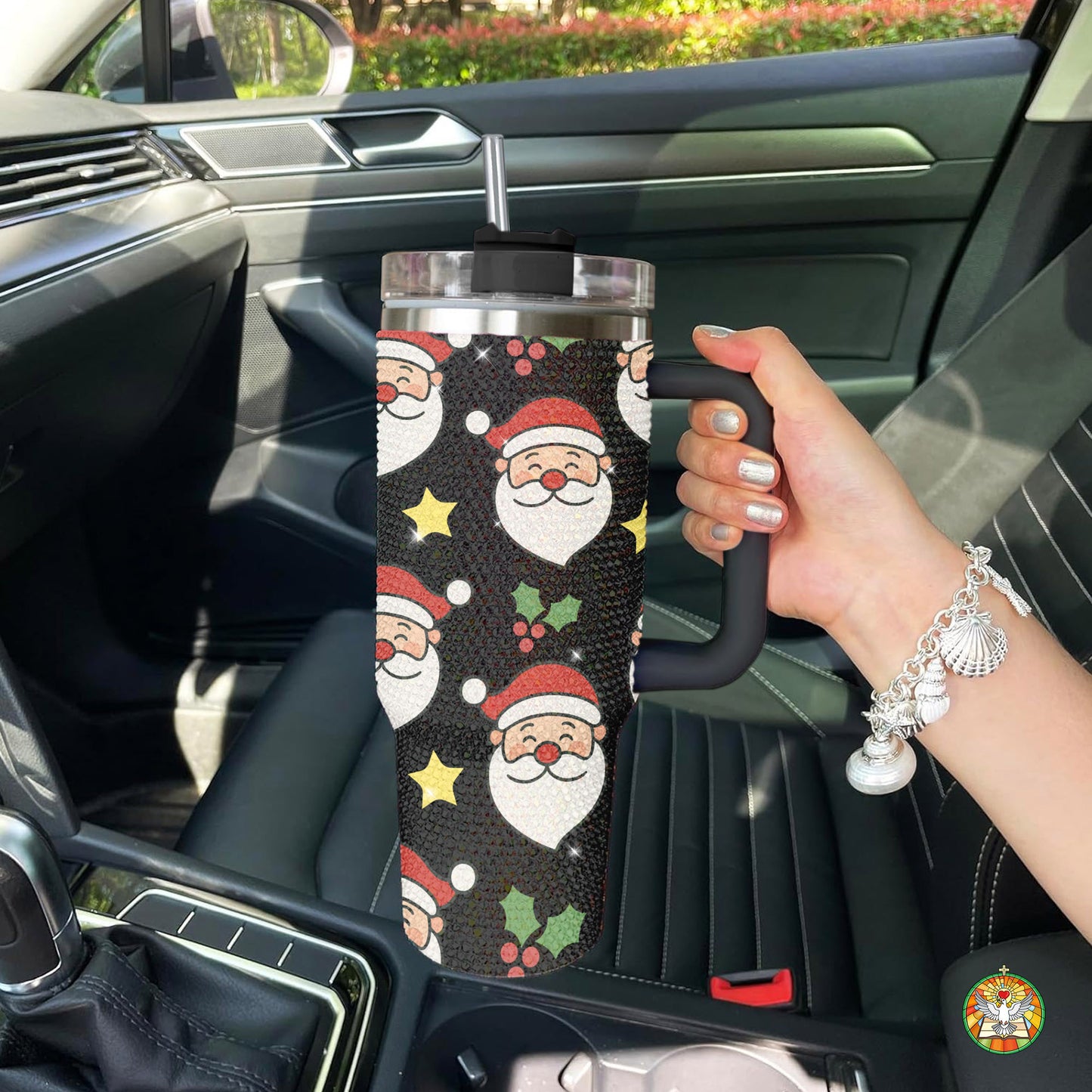 Santa Christmas Bling Diamond Tumbler 40oz - Sparkling Holiday Rhinestone Cup