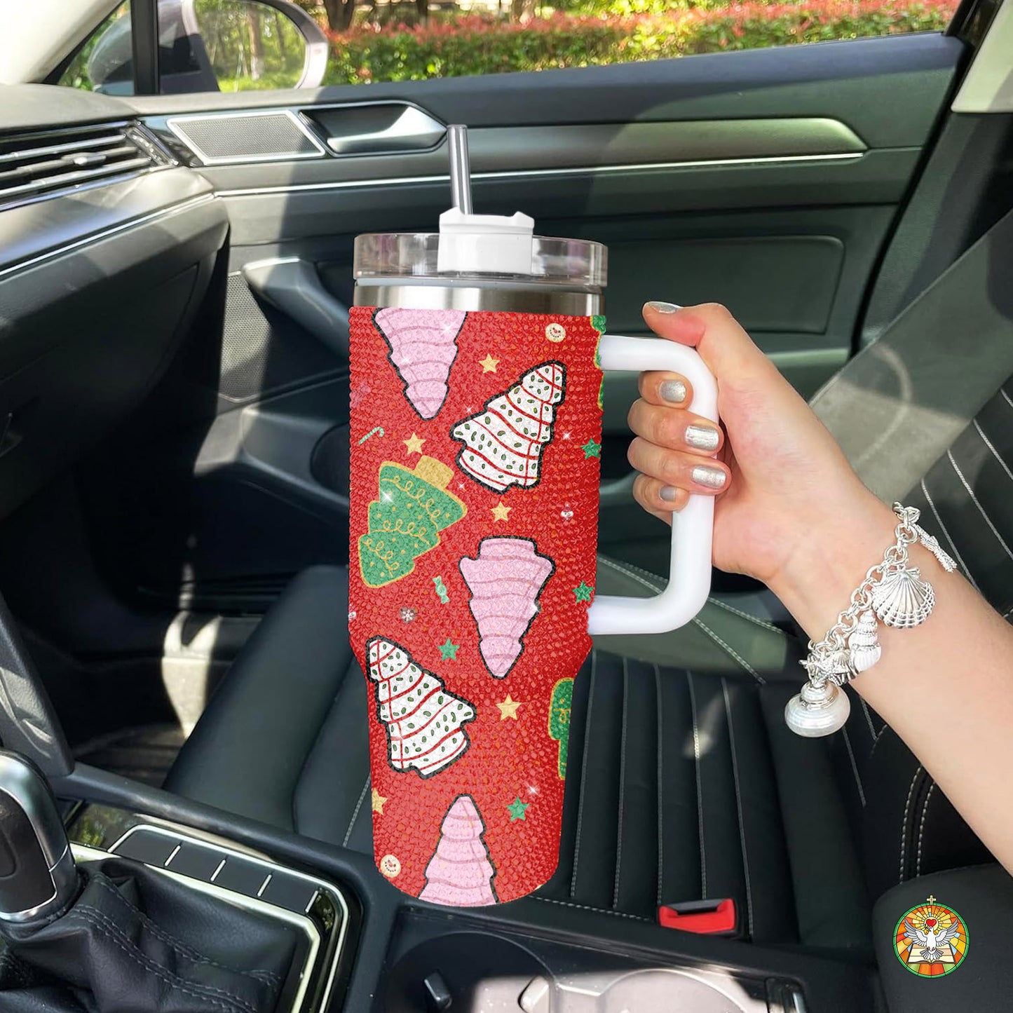 Christmas Trees Winter Hats Bling Diamond Tumbler 40oz - Sparkling Holiday Cozy Rhinestone Cup