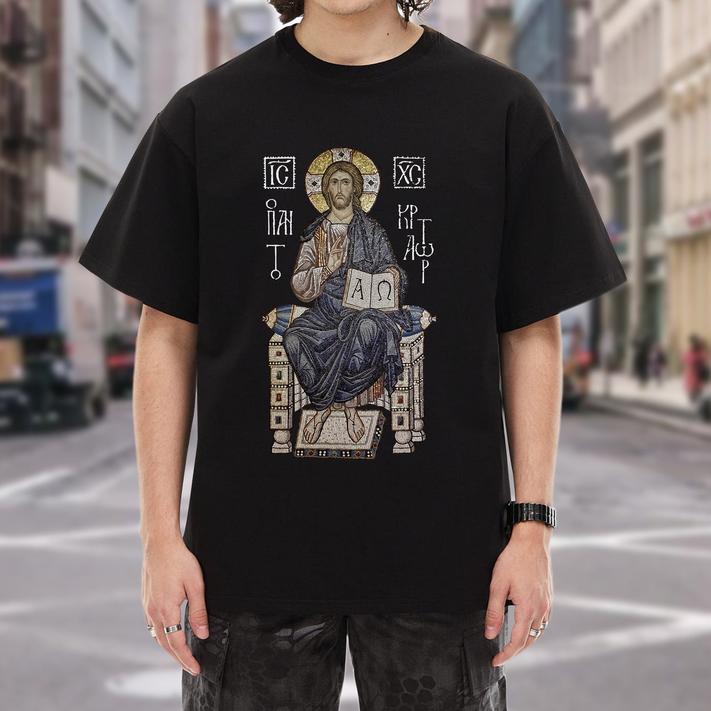 Byzantine Orthodox Jesus Christ Pantocrator T-Shirt - IC XC NIKA Traditional Icon