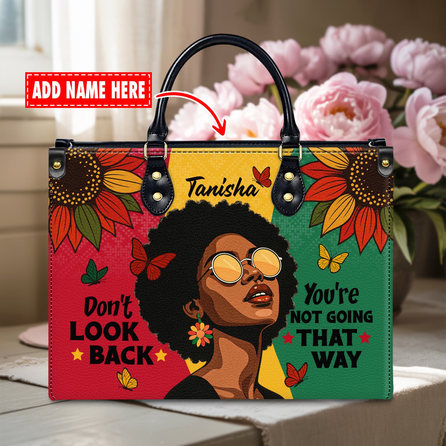 Don't Look Back You're Not Going That Way Personalized Leather Handbag