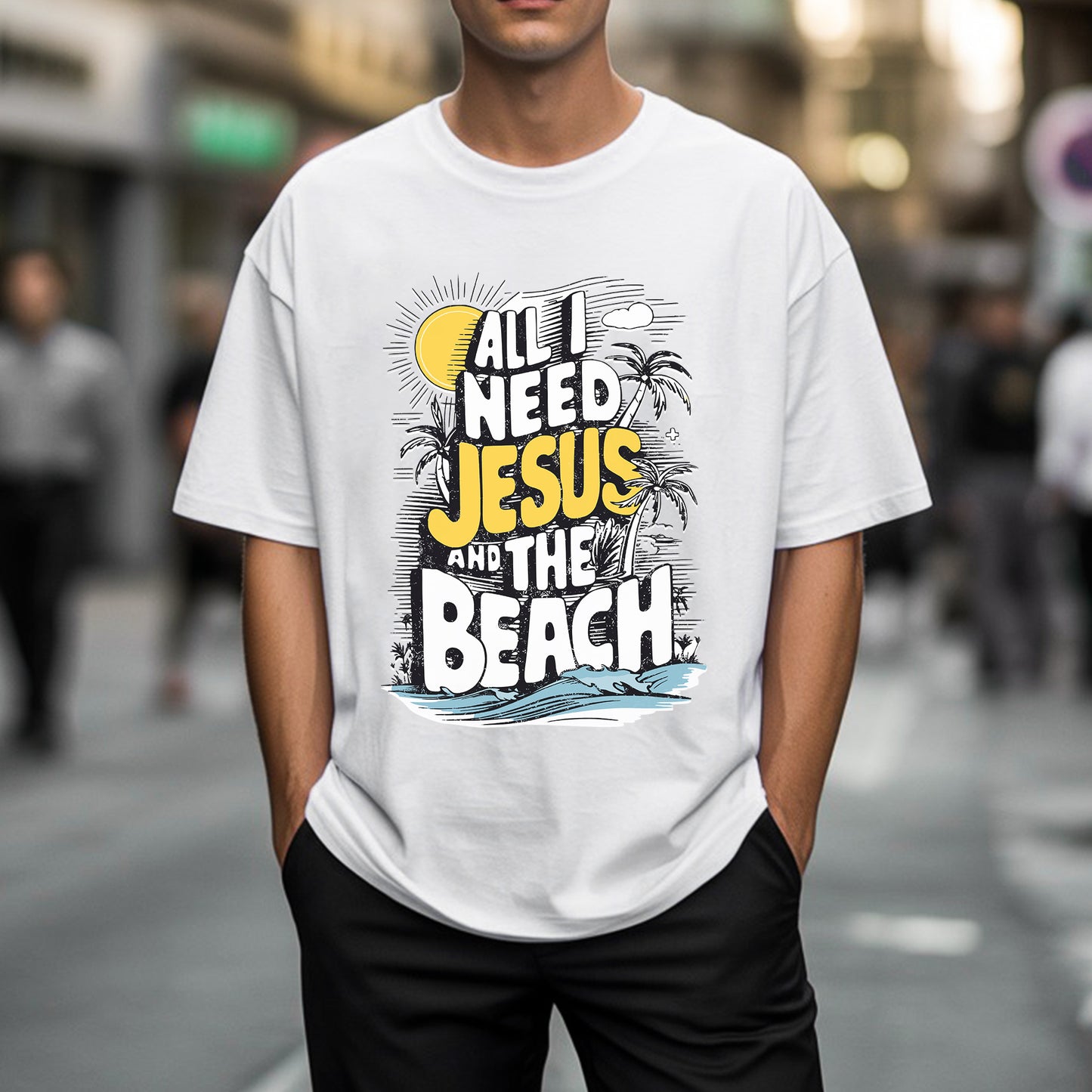 All I Need Jesus And The Beach T-Shirt - Christian Beach Life Declaration