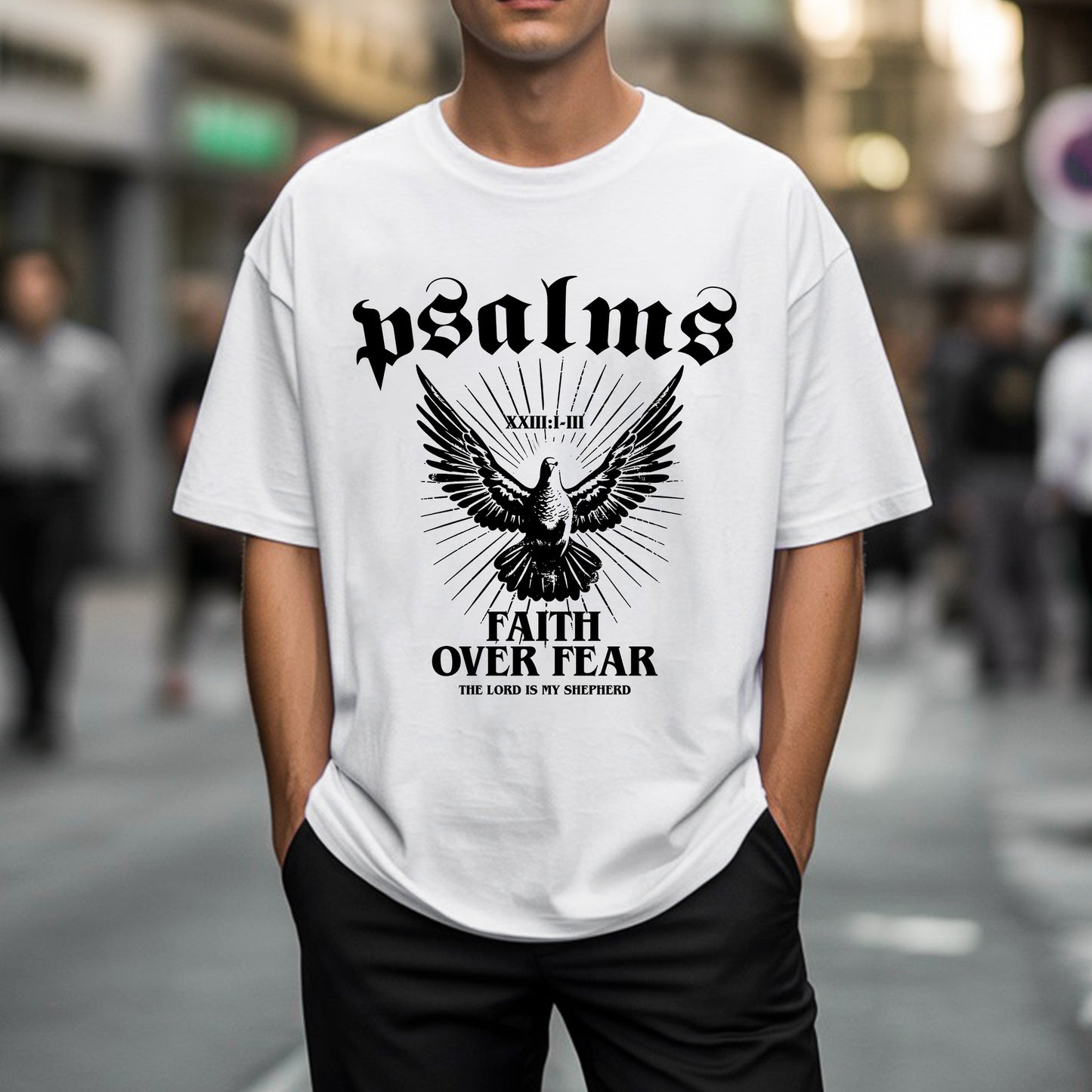 "Psalms Faith Over Fear" Eagle Wings Christian T-Shirt | Faith Guided Life Apparel