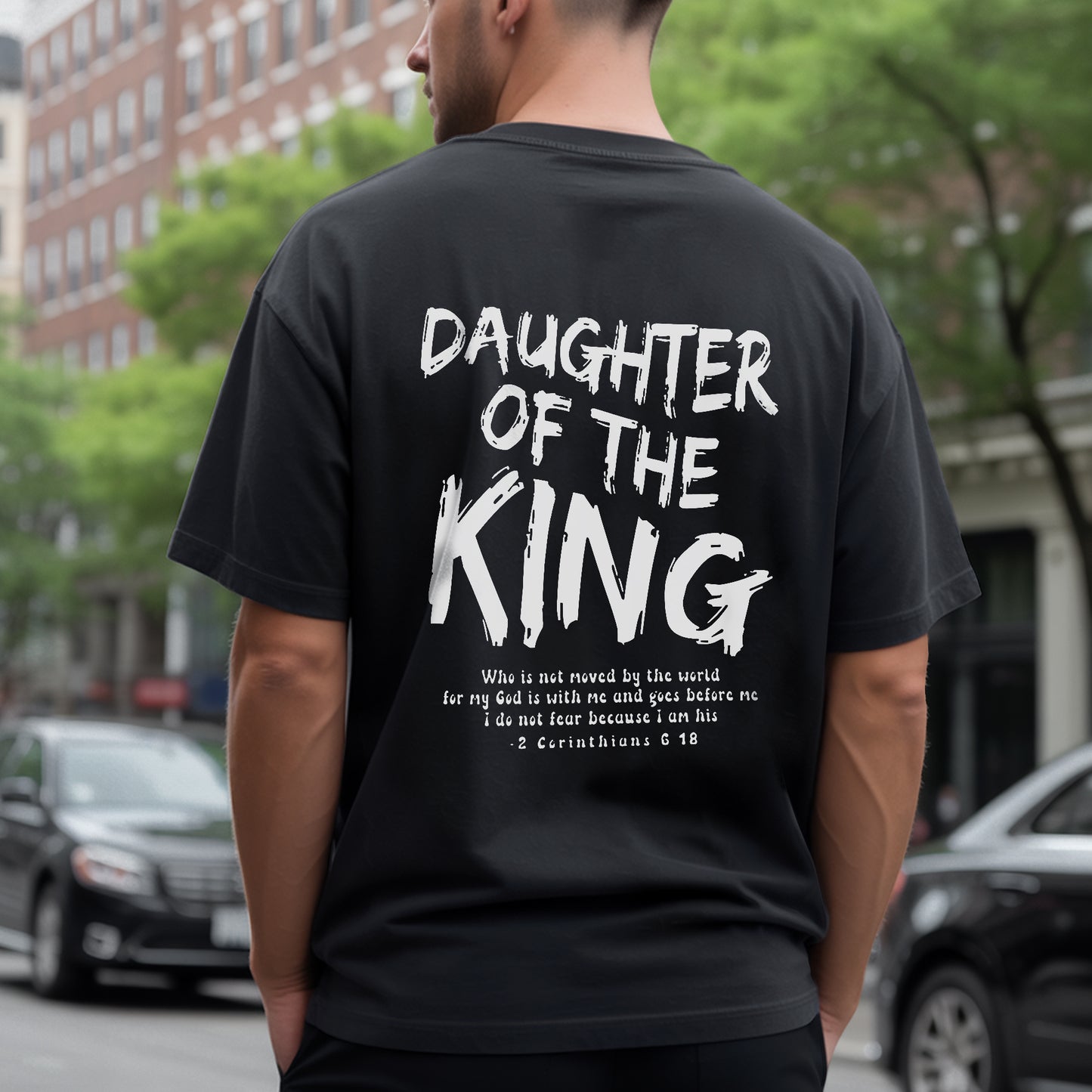 Daughter of the King Christian T-Shirt with 2 Corinthians 6:18 | Faith Guided Life Apparel
