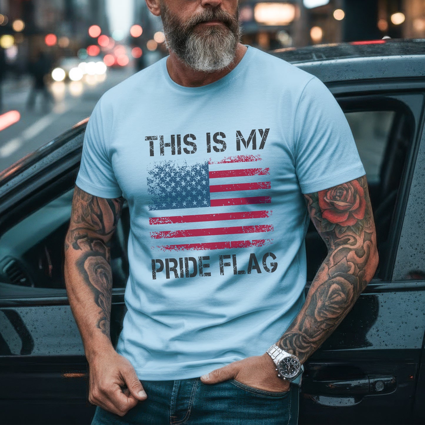 This Is My Pride Flag Distressed American Flag T-Shirt