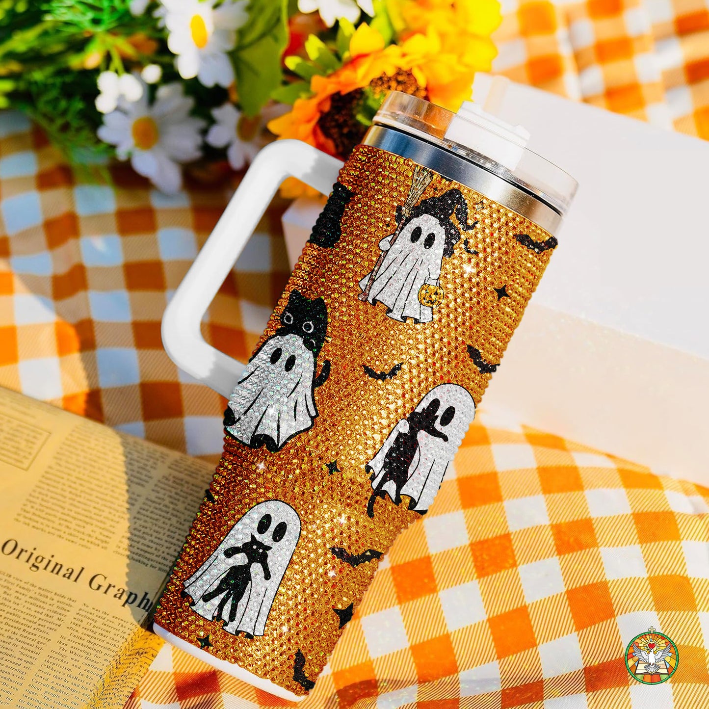 Witch Halloween Bling Diamond Tumbler 40oz - Sparkling Spooky Rhinestone Cup