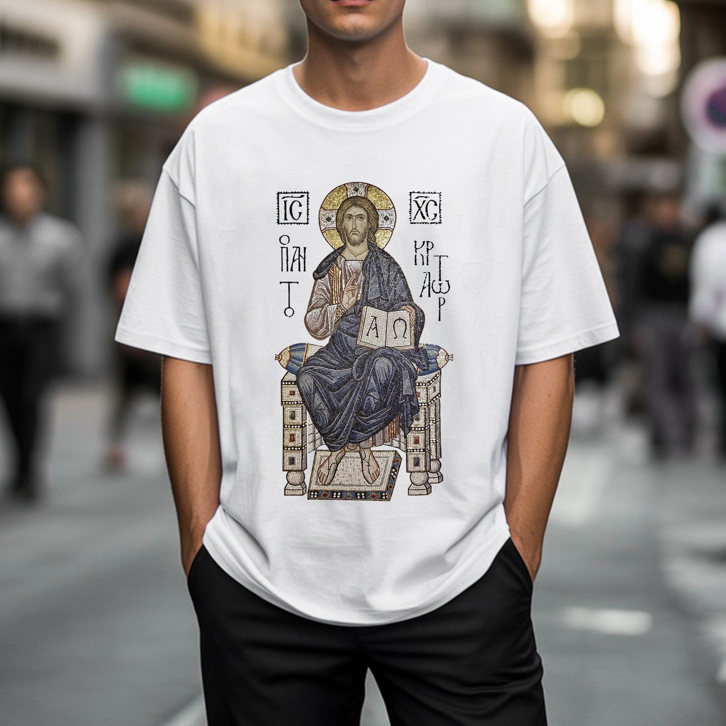 Byzantine Orthodox Jesus Christ Pantocrator T-Shirt - IC XC NIKA Traditional Icon