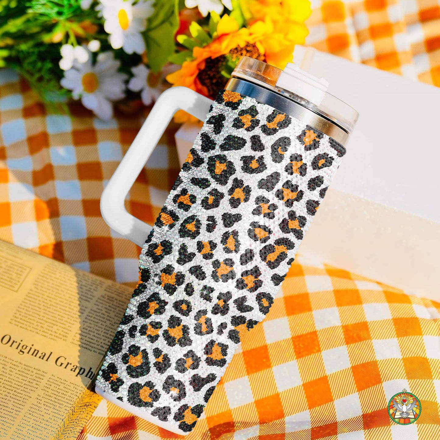 Black Cat Halloween Bling Diamond Tumbler 40oz - Sparkling Spooky Rhinestone Cup
